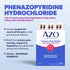 AZO phenazopyridine hydrochloride benefits infographic showing fast urinary pain relief and 99.5 mg maximum strength