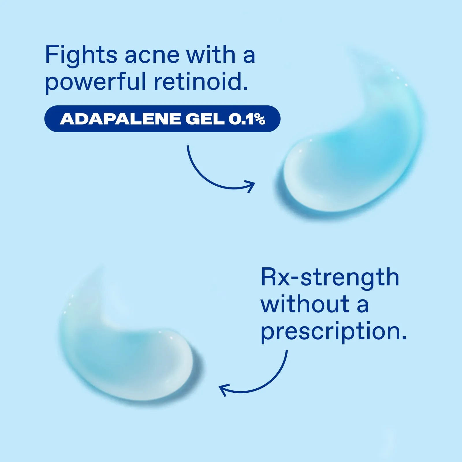 Swatches of clear Differin adapalene gel 0.1 percent showing the lightweight gel texture