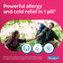 Benadryl relieves runny nose and sneezing from pet dander, pollen, and colds