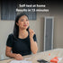 Woman taking an iHealth COVID-19 rapid self-test at home with results in 15 minutes