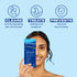 Differin Gel clears, treats, and prevents acne icons above a woman holding the adapalene 0.1 percent acne treatment carton