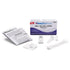 Flowflex Plus 4-in-1 home test kit contents laid out: test cassette, extraction buffer tube, sterile nasal swab, pediatric swab guard and bilingual instructions
