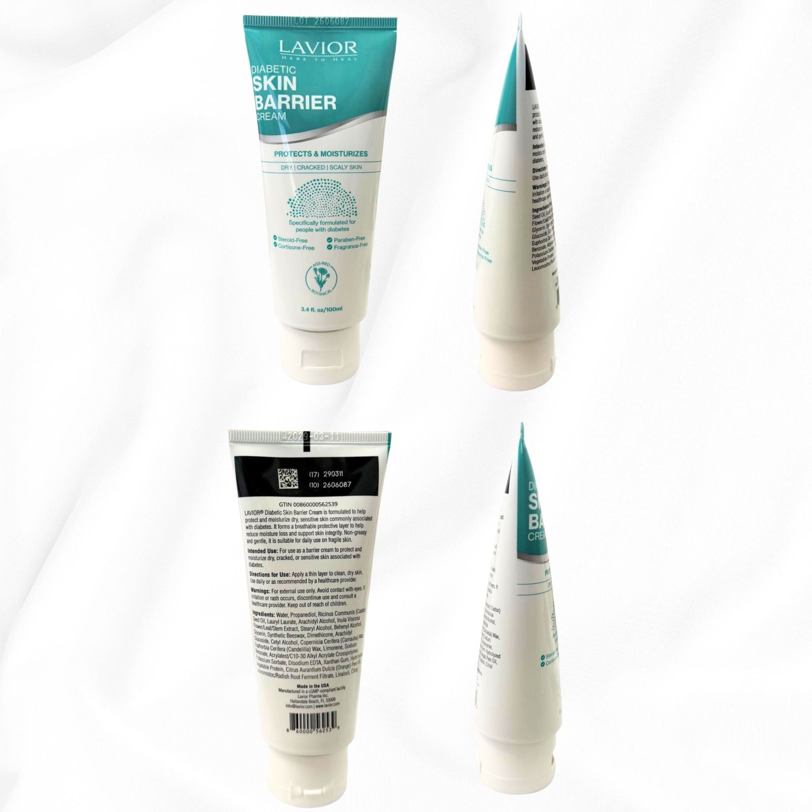 Lavior Diabetic Skin Barrier Cream Tube, 3.4 oz