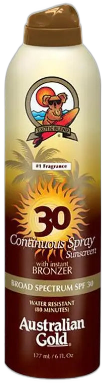 Australian Gold SPF 30 Continuous Spray Bronzer with Instant Shimmer - transparent background