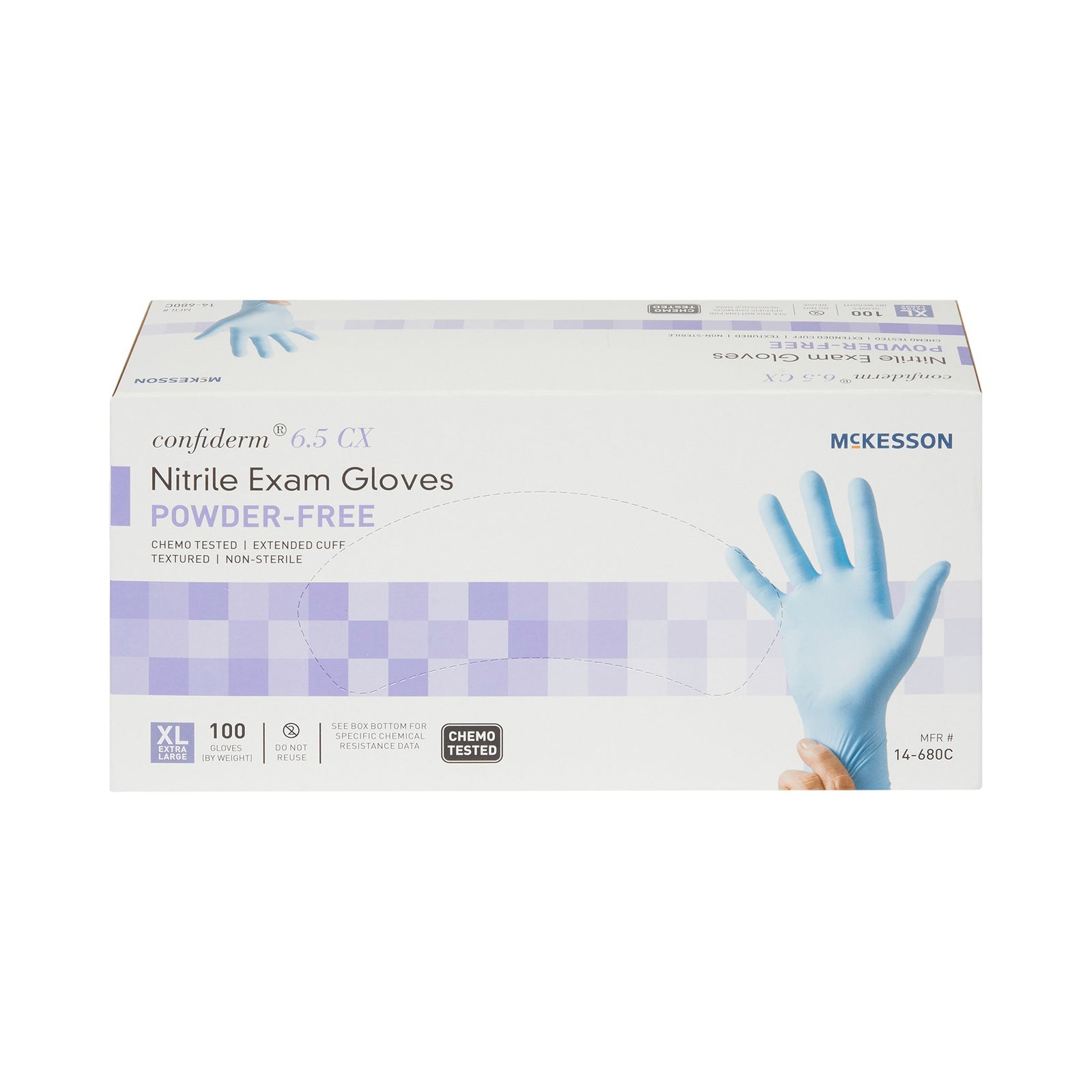 McKesson Confiderm 6.5CX Extended Cuff Nitrile Extended Cuff Length Exam Glove