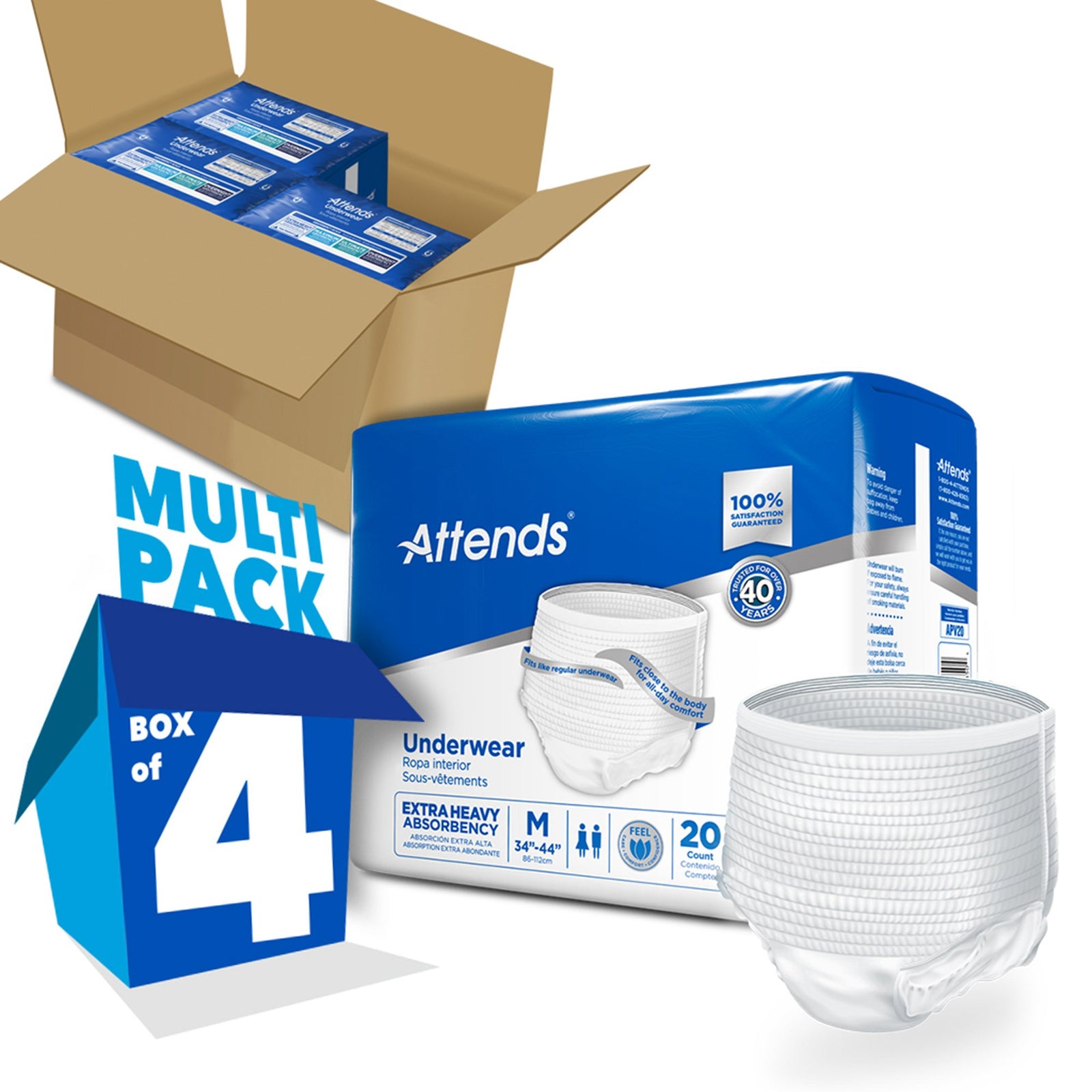 Attends Unisex Adult Absorbent Underwear