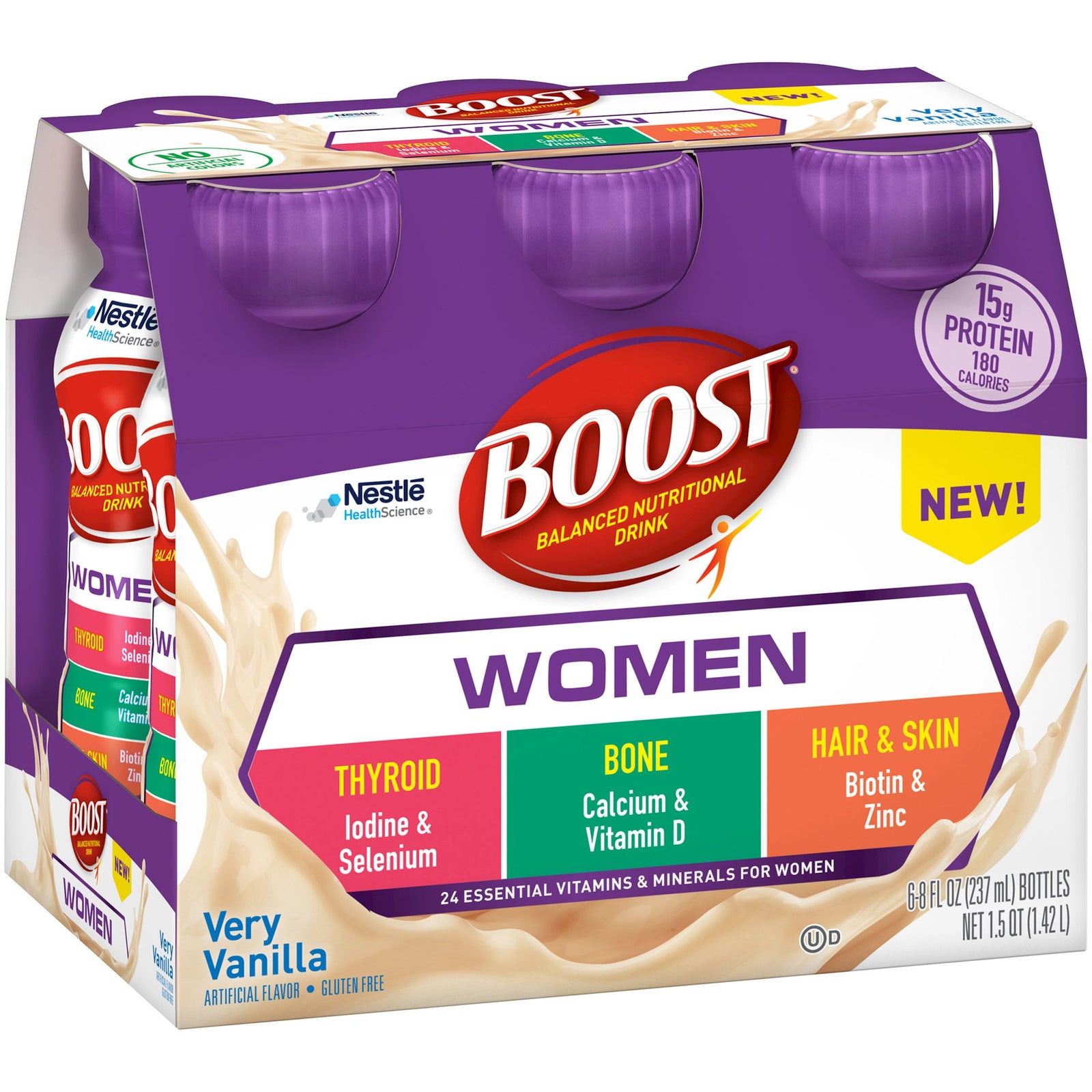 Nestle Healthcare Nutrition Boost Women, Oral Supplement, Very Vanilla Flavor