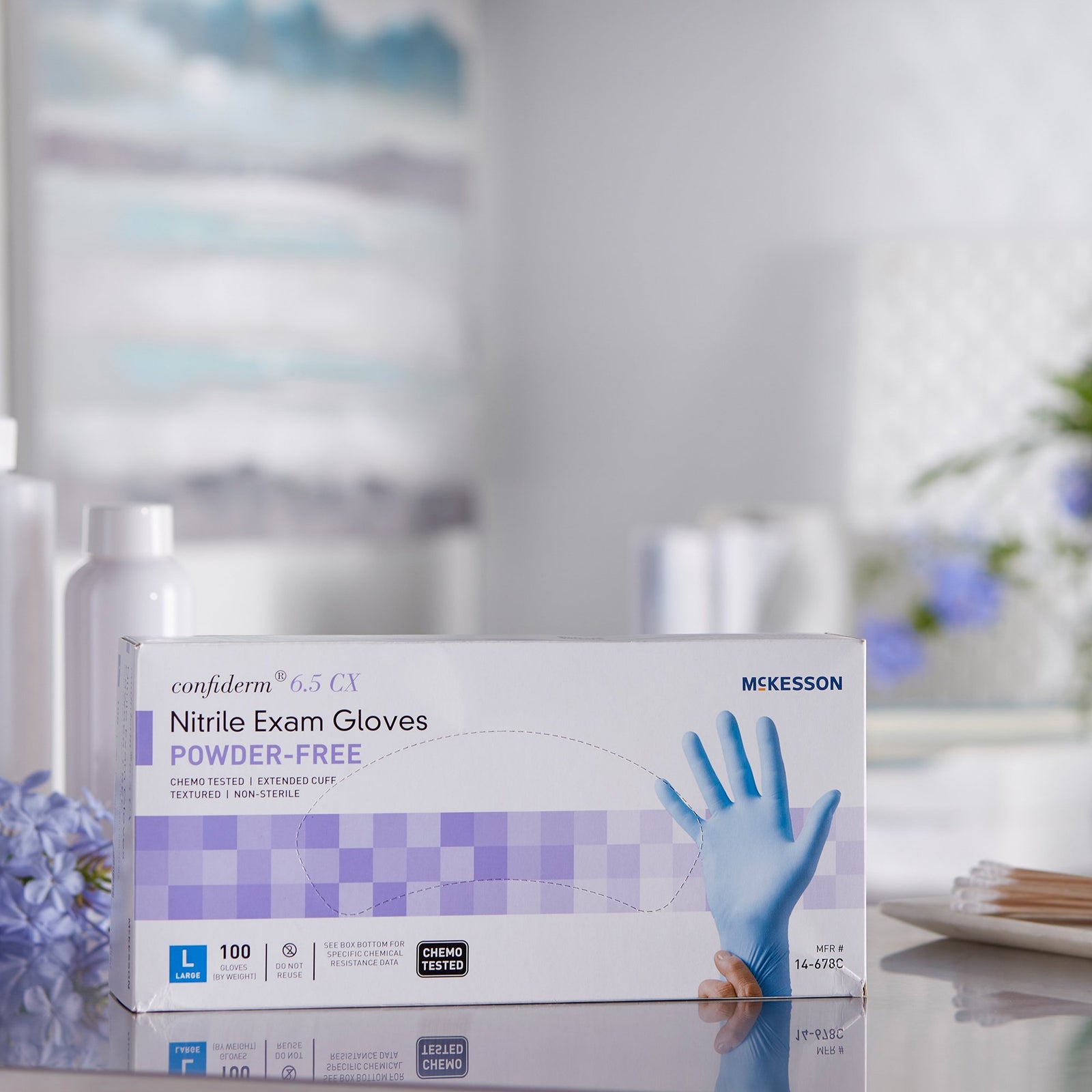 McKesson Confiderm 6.5CX Extended Cuff Nitrile Extended Cuff Length Exam Glove