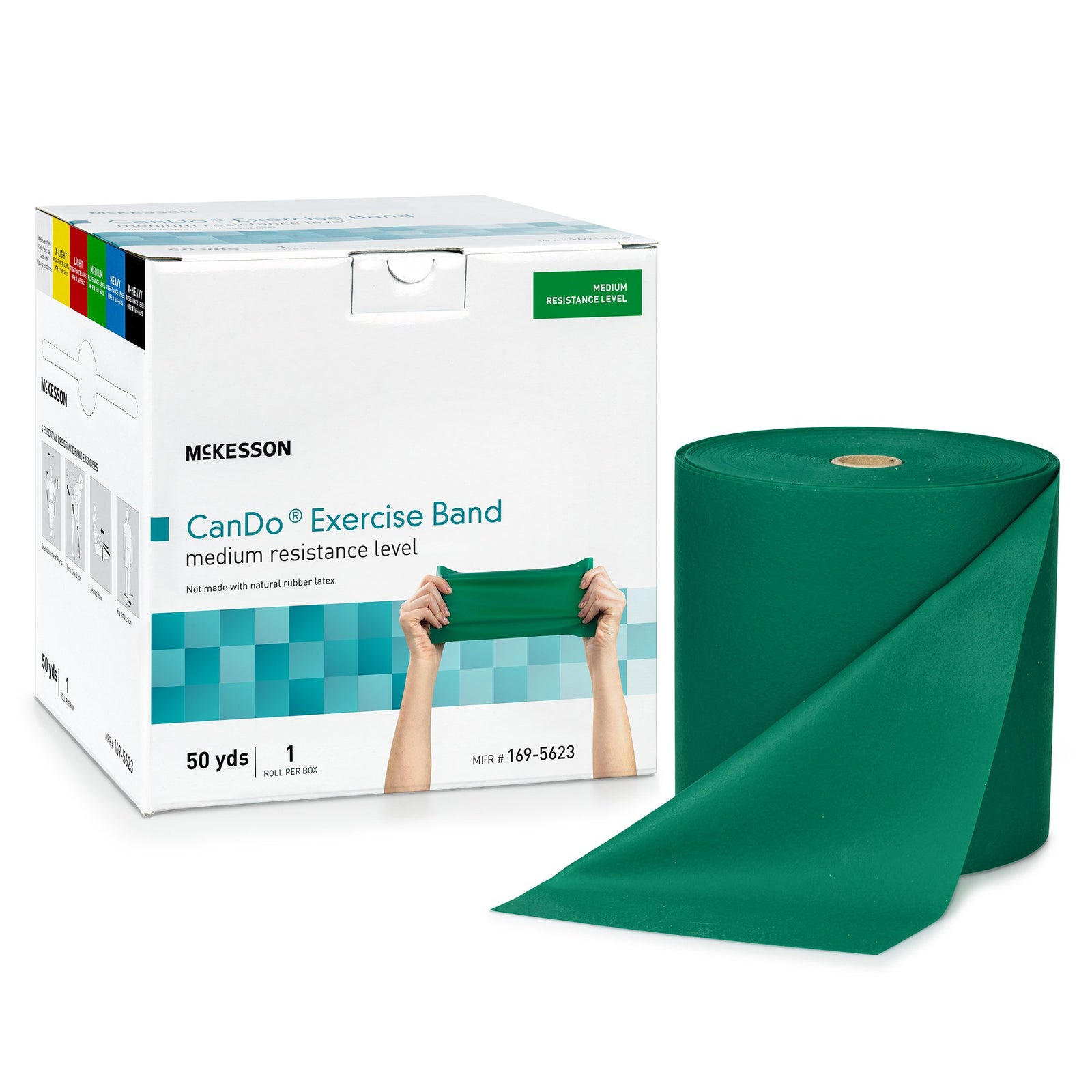 McKesson CanDo Exercise Resistance Band 5 In. x 50 Yd. X-Light to X-Heavy