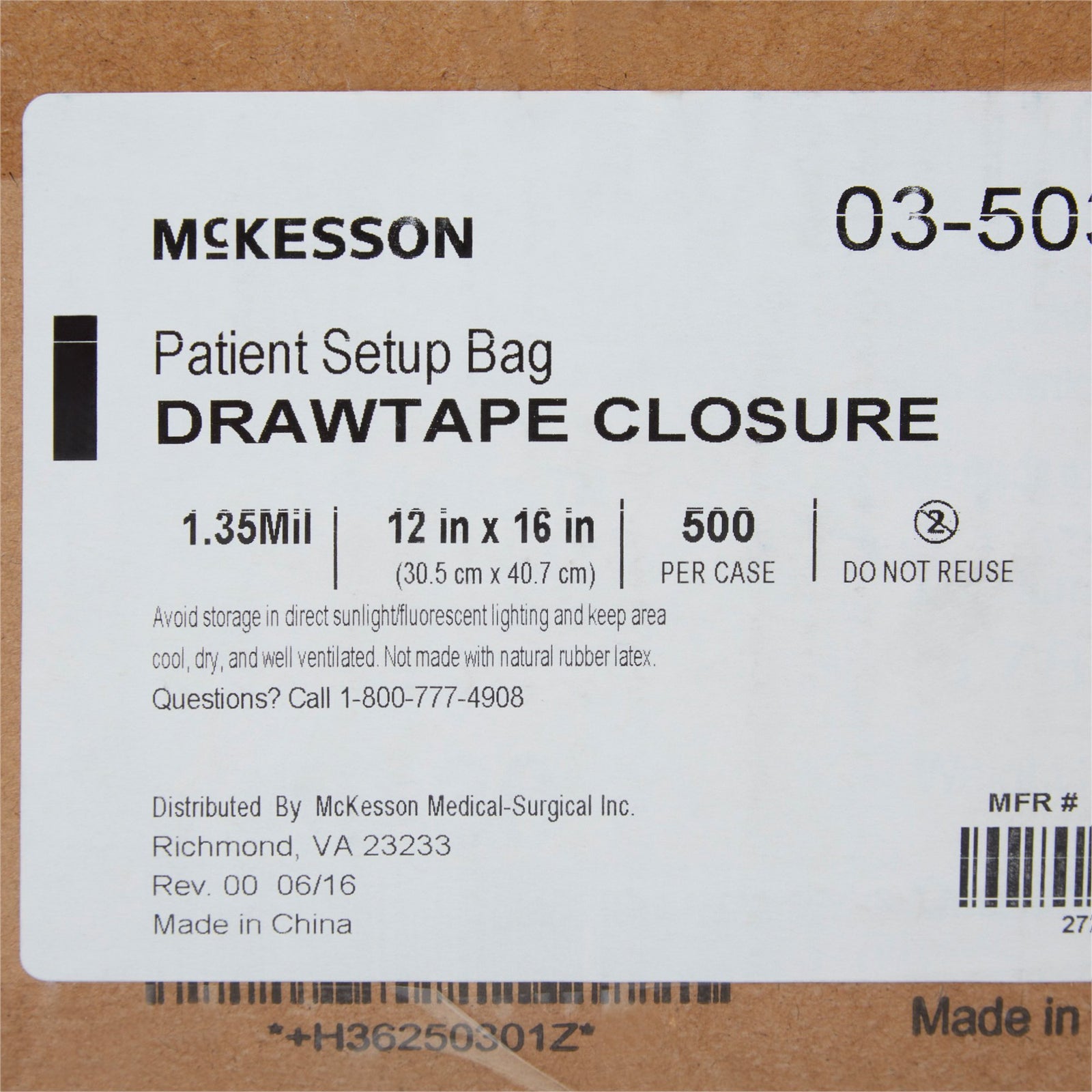 McKesson PULL-TITE Respiratory Set-Up Bag