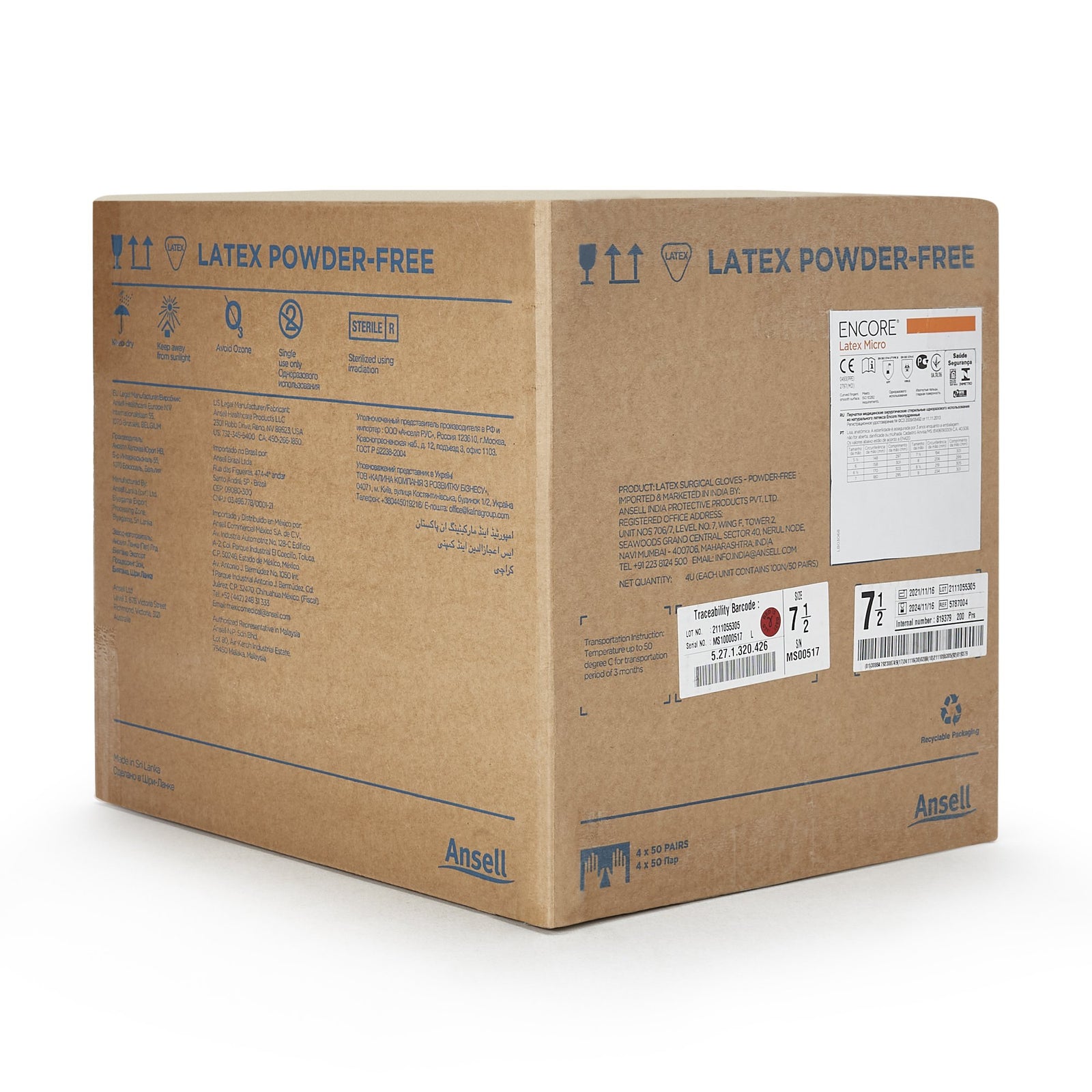 Encore MicrOptic Latex Standard Cuff Length Surgical Glove