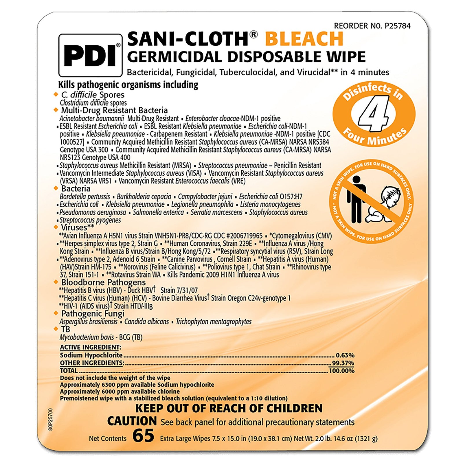 Sani-Cloth Bleach Germicidal Disposable Wipe