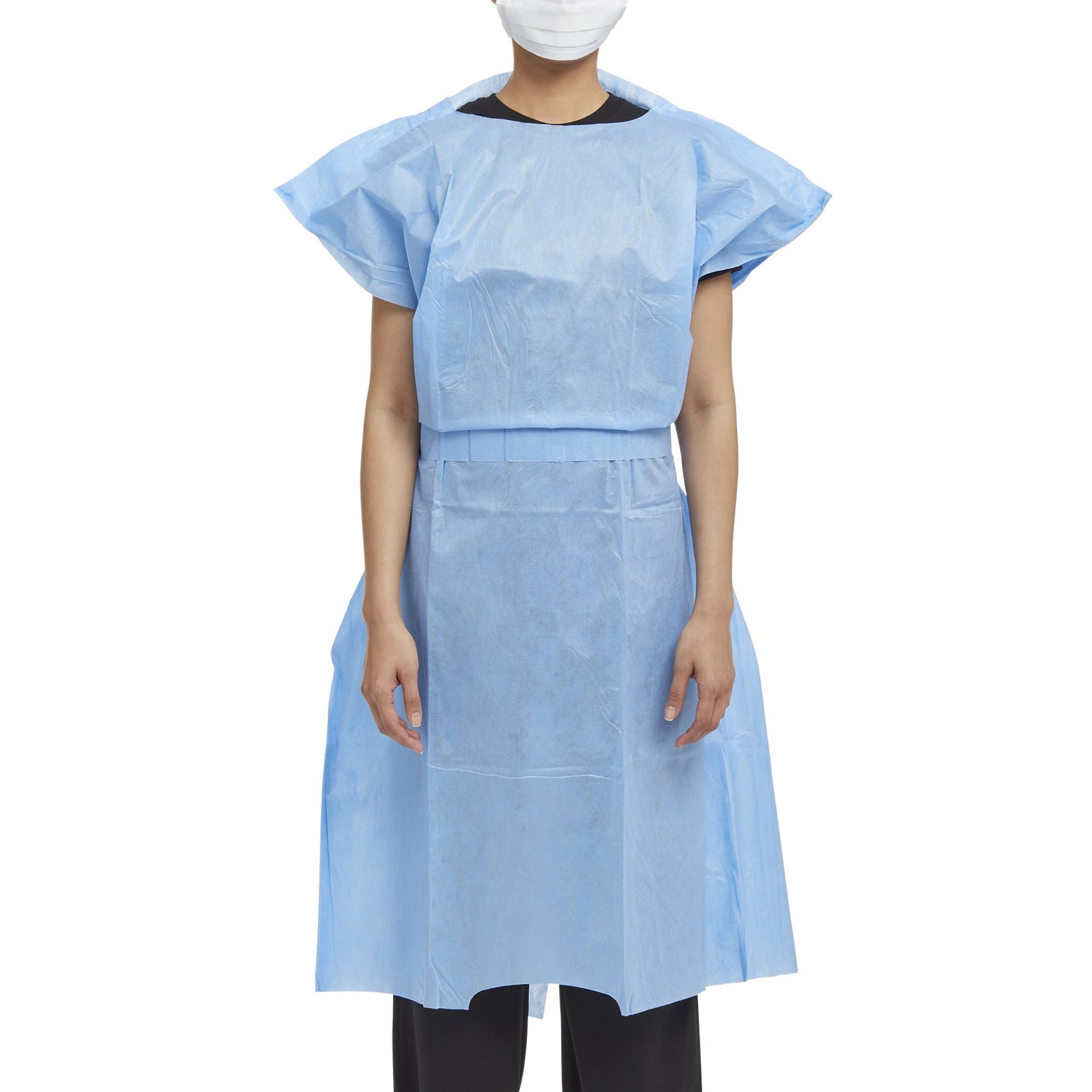 Patient Exam Gown One Size Fits Most Blue Disposable