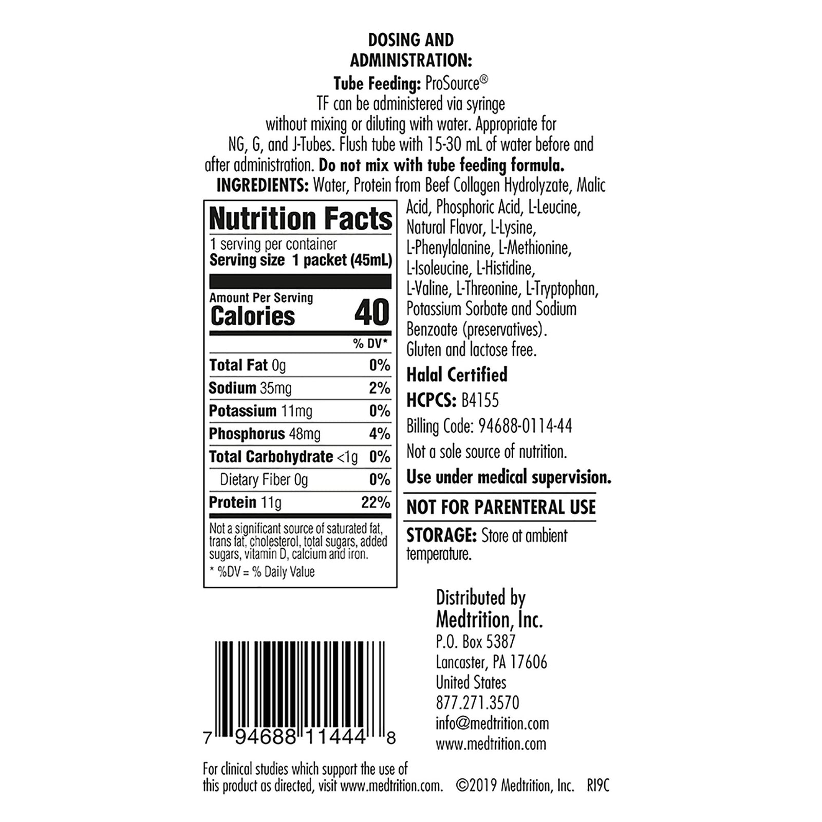 ProSource TF Ready to Hang Tube Feeding Formula, 45 mL Pouch
