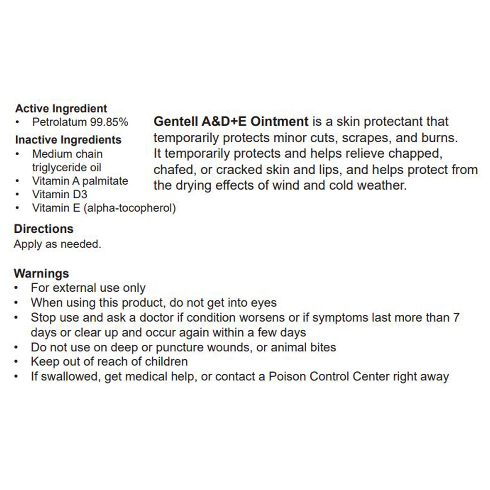 Gentell A&D+E A & D Ointment