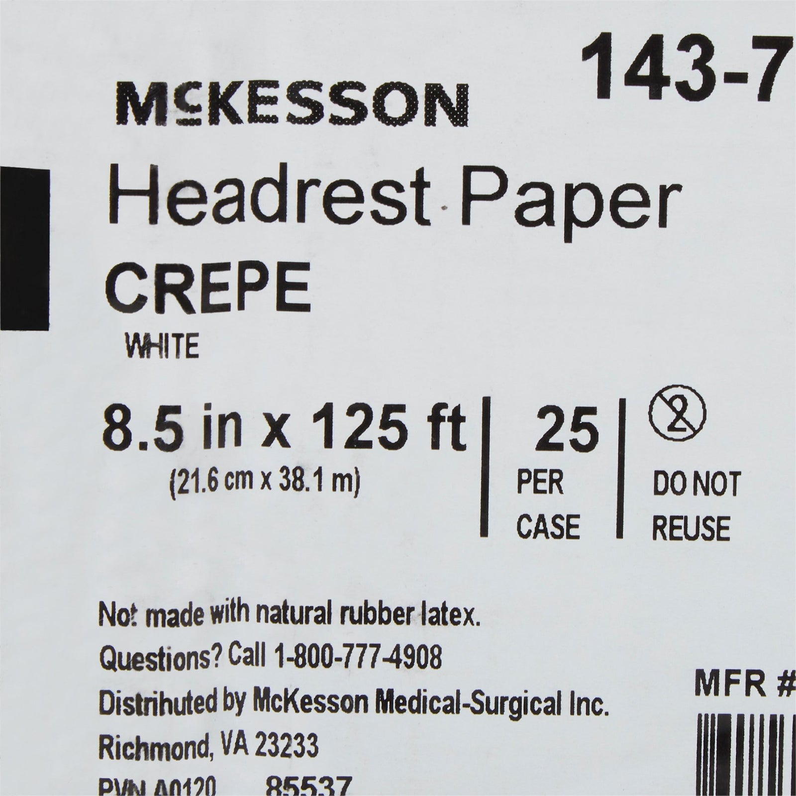 McKesson Headrest Paper