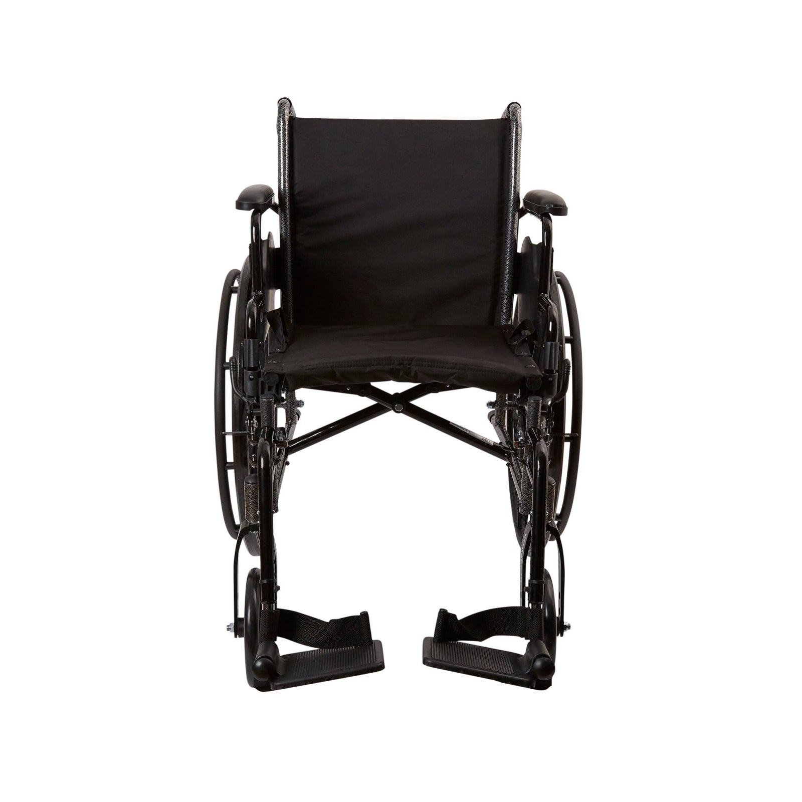 McKesson Lightweight Wheelchair Dual Axle (18" & 20" Seat Widths) w/ Swing-Away Footrest/Elevating Legrest, Black Upholstery, 300 lbs. Weight Capacity