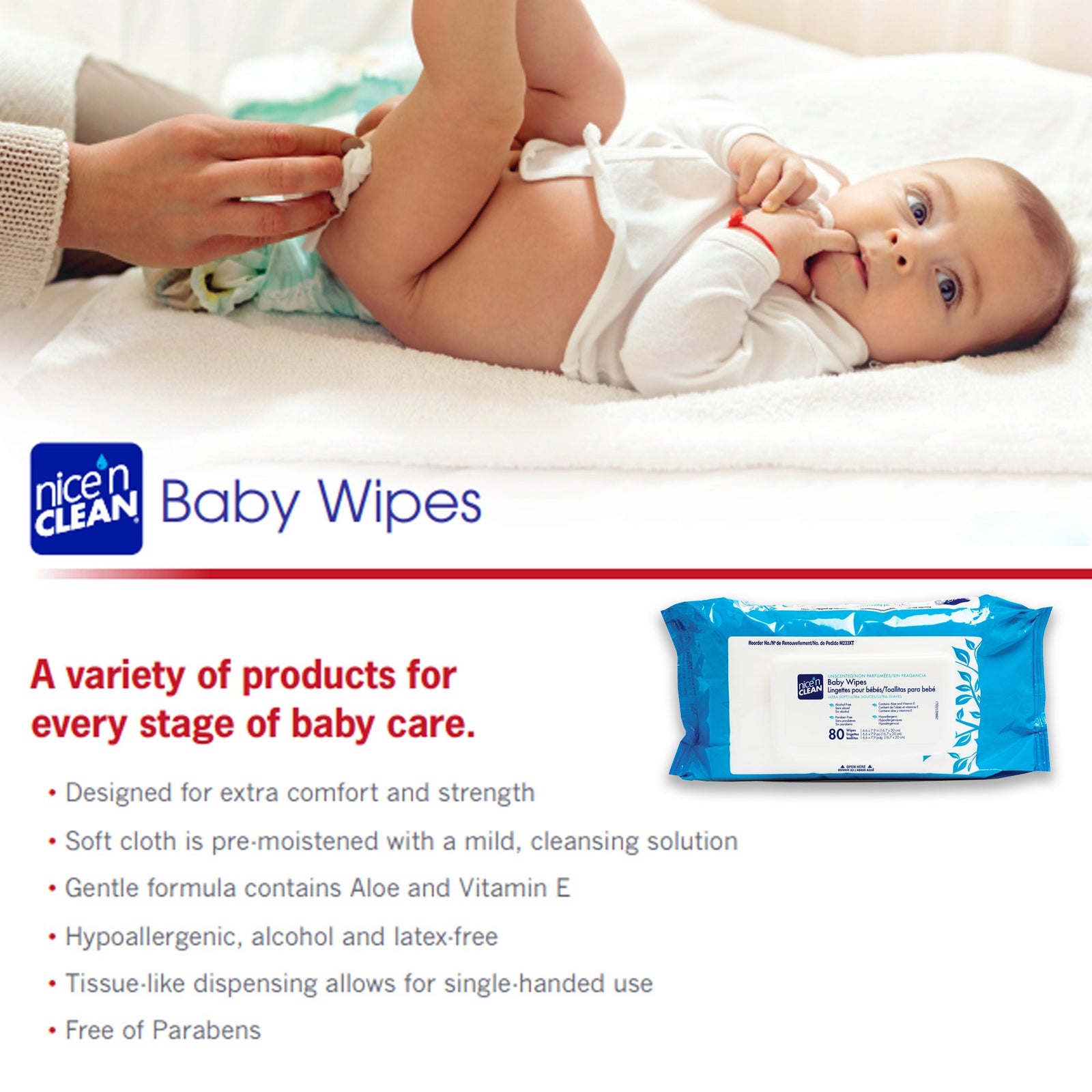 Nice’n Clean® Unscented Baby Wipes, Soft Pack