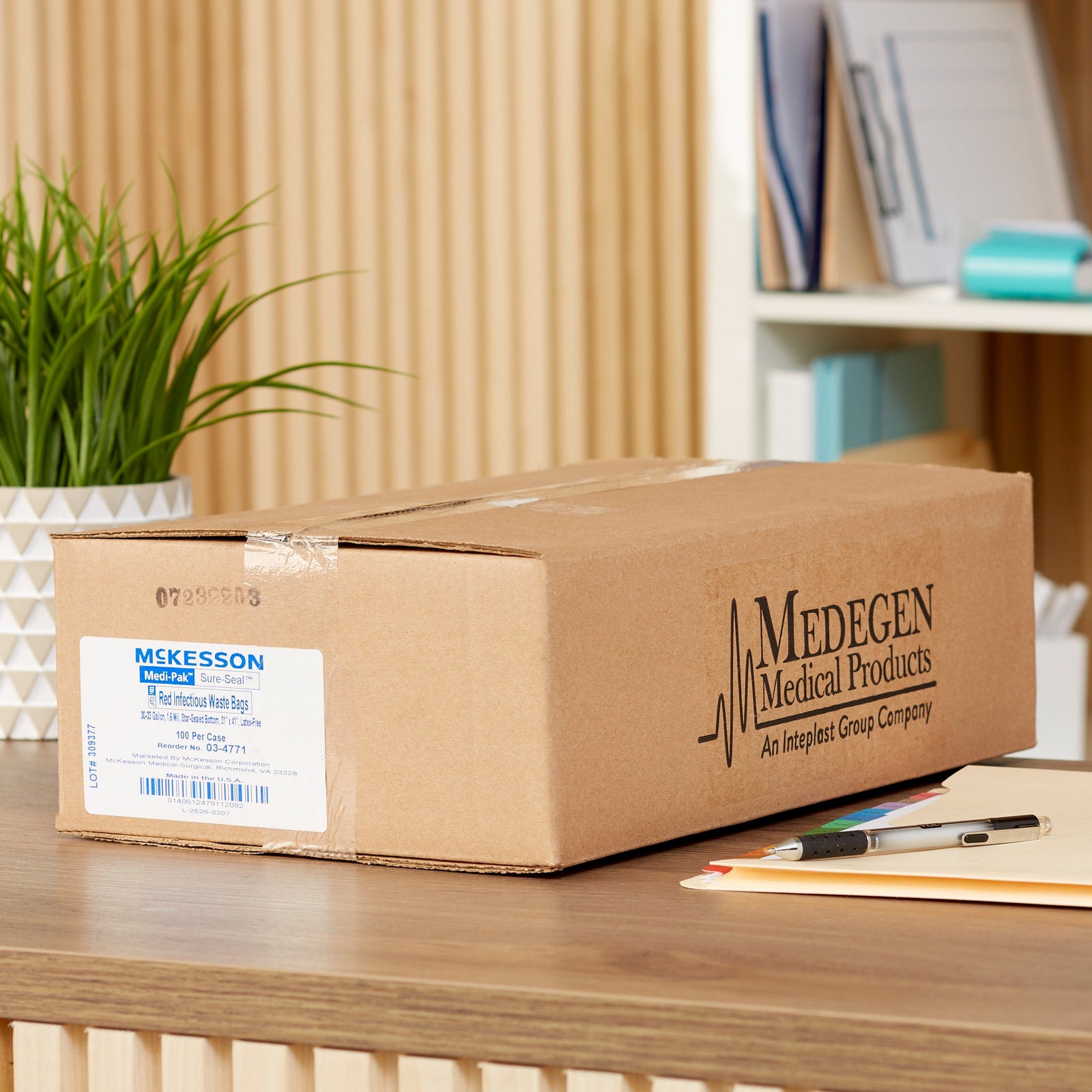 McKesson Infectious Waste Bags (40-45 gal., 30-33 gal., 7-10 gal.) - LLDPE Red