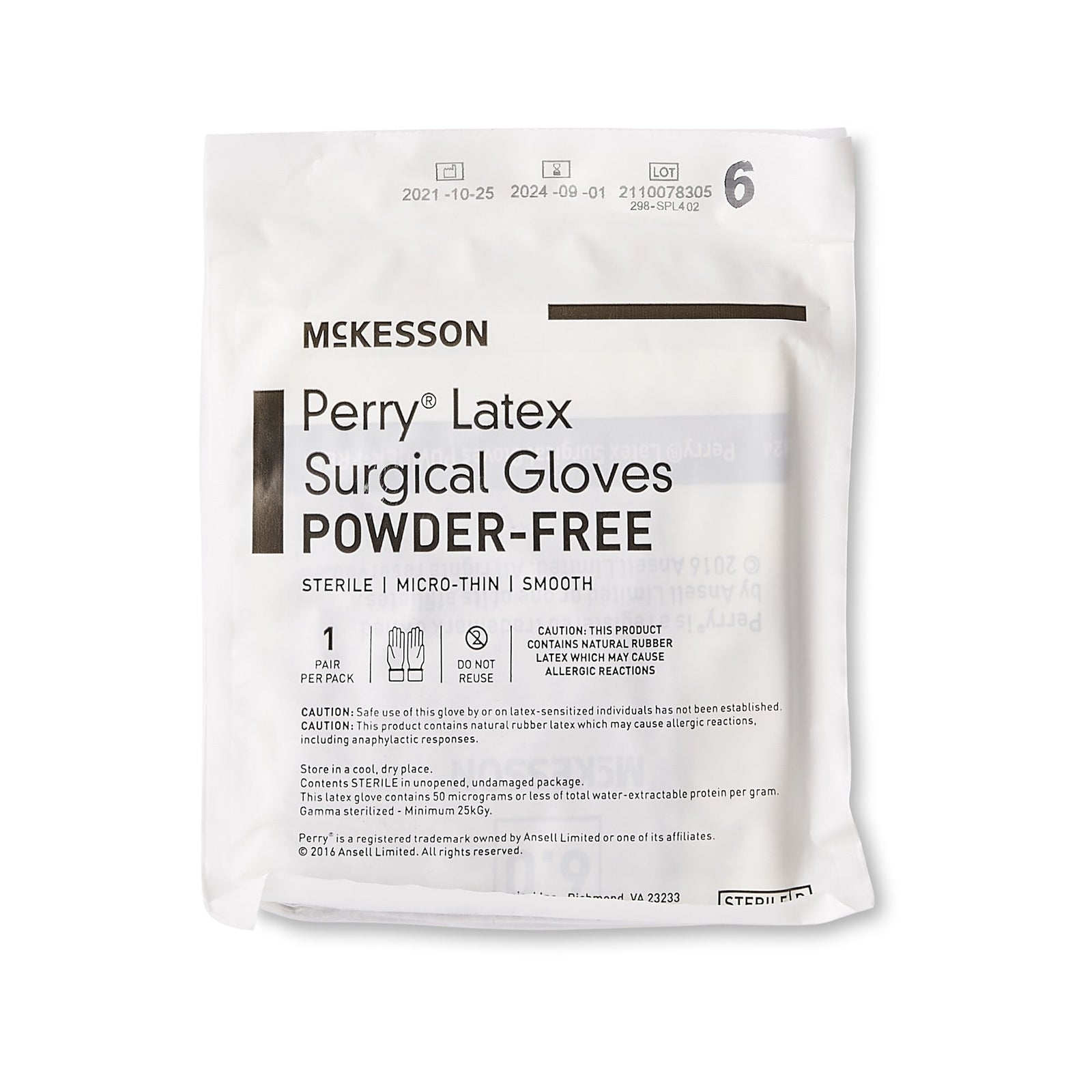 McKesson Perry Latex Standard Cuff Length Surgical Glove