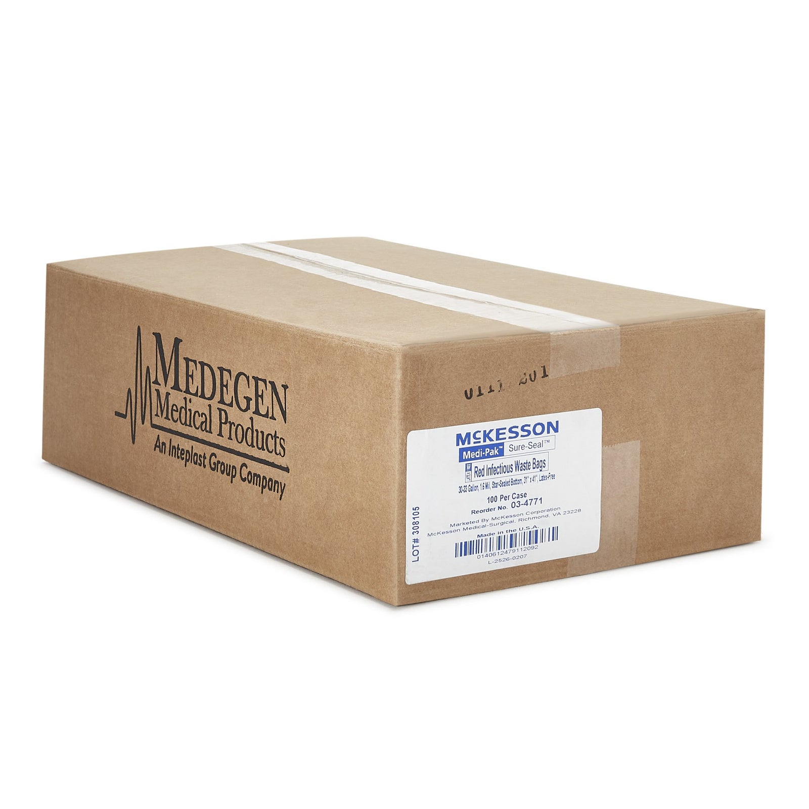 McKesson Infectious Waste Bags (40-45 gal., 30-33 gal., 7-10 gal.) - LLDPE Red