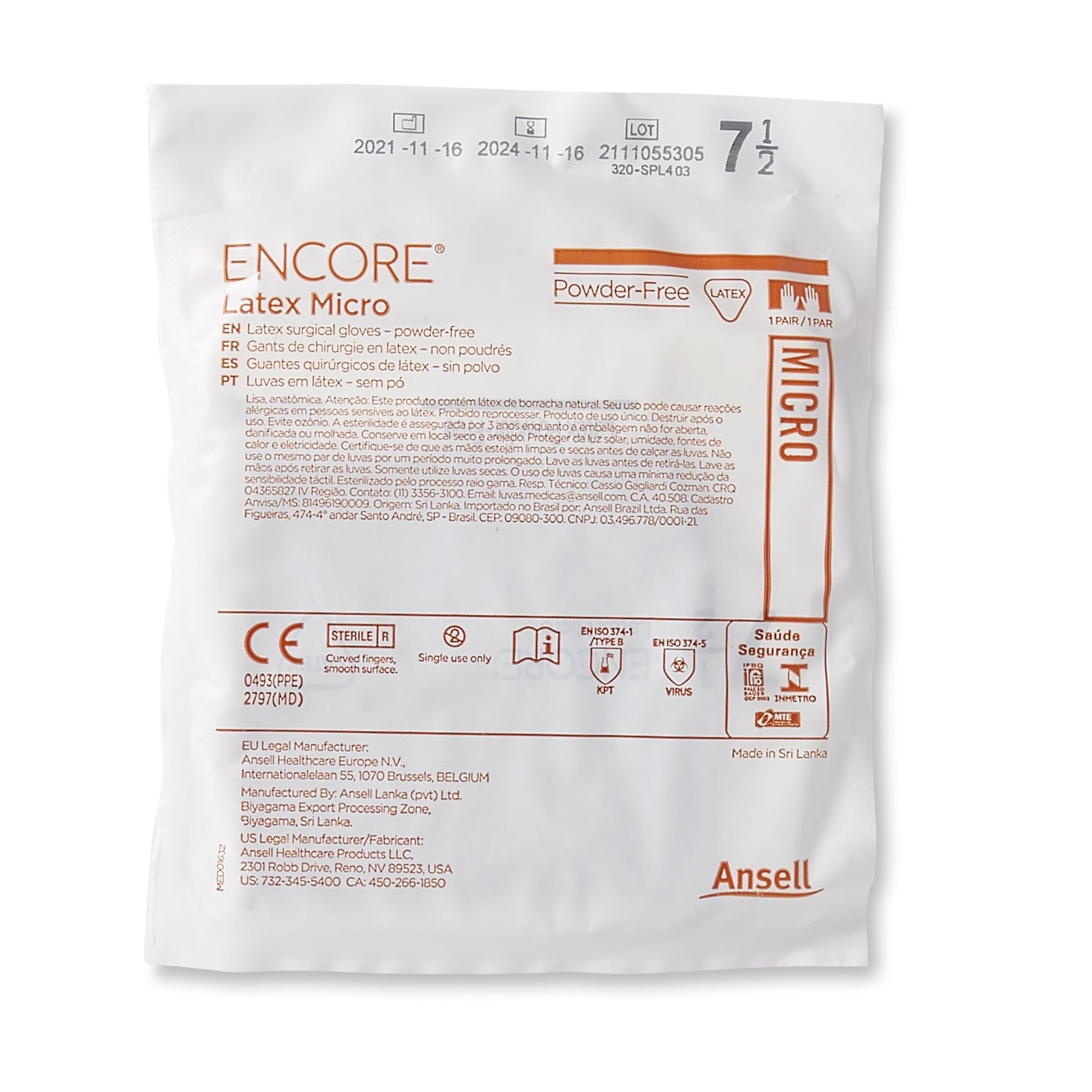 Encore MicrOptic Latex Standard Cuff Length Surgical Glove