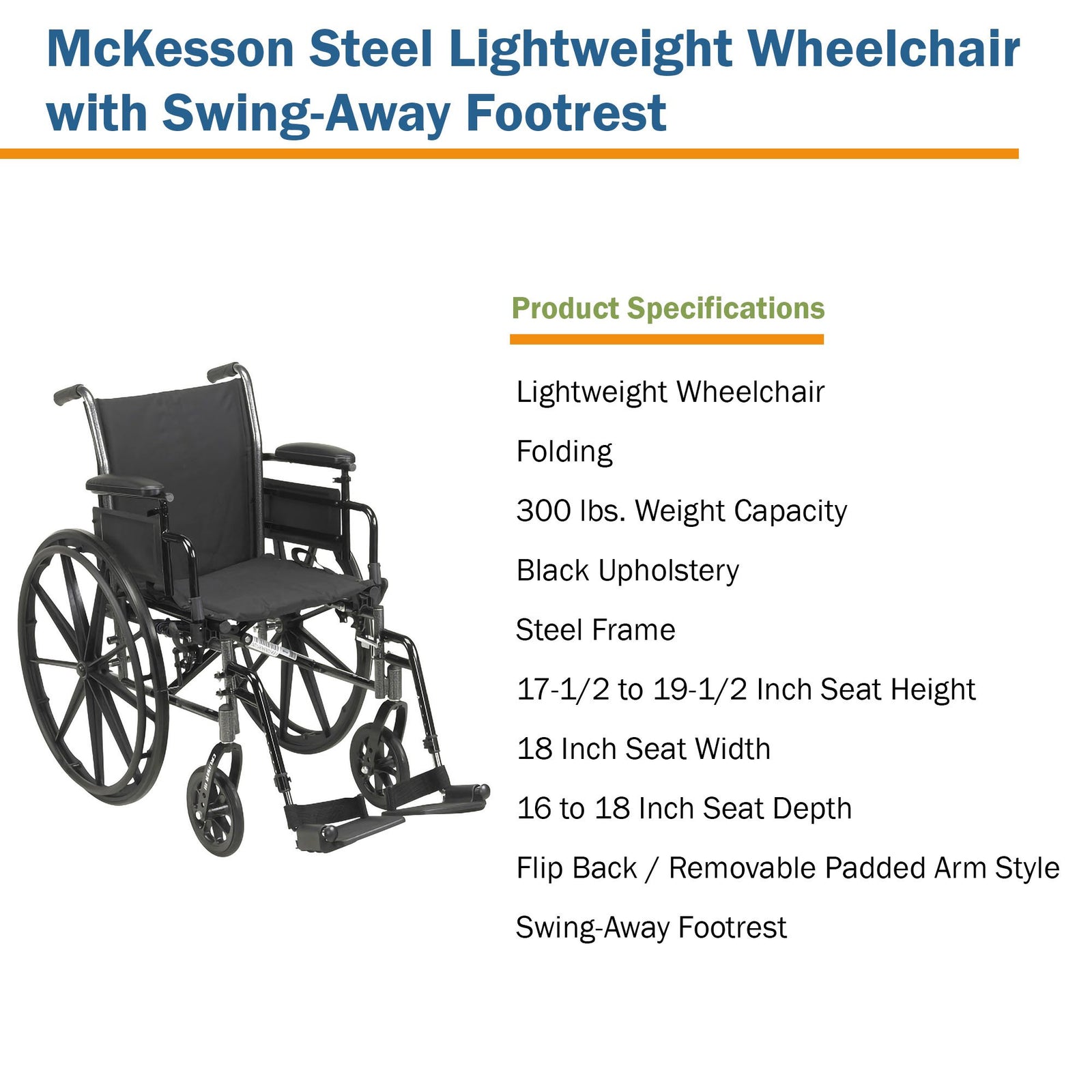 McKesson Manual Lightweight Wheelchair