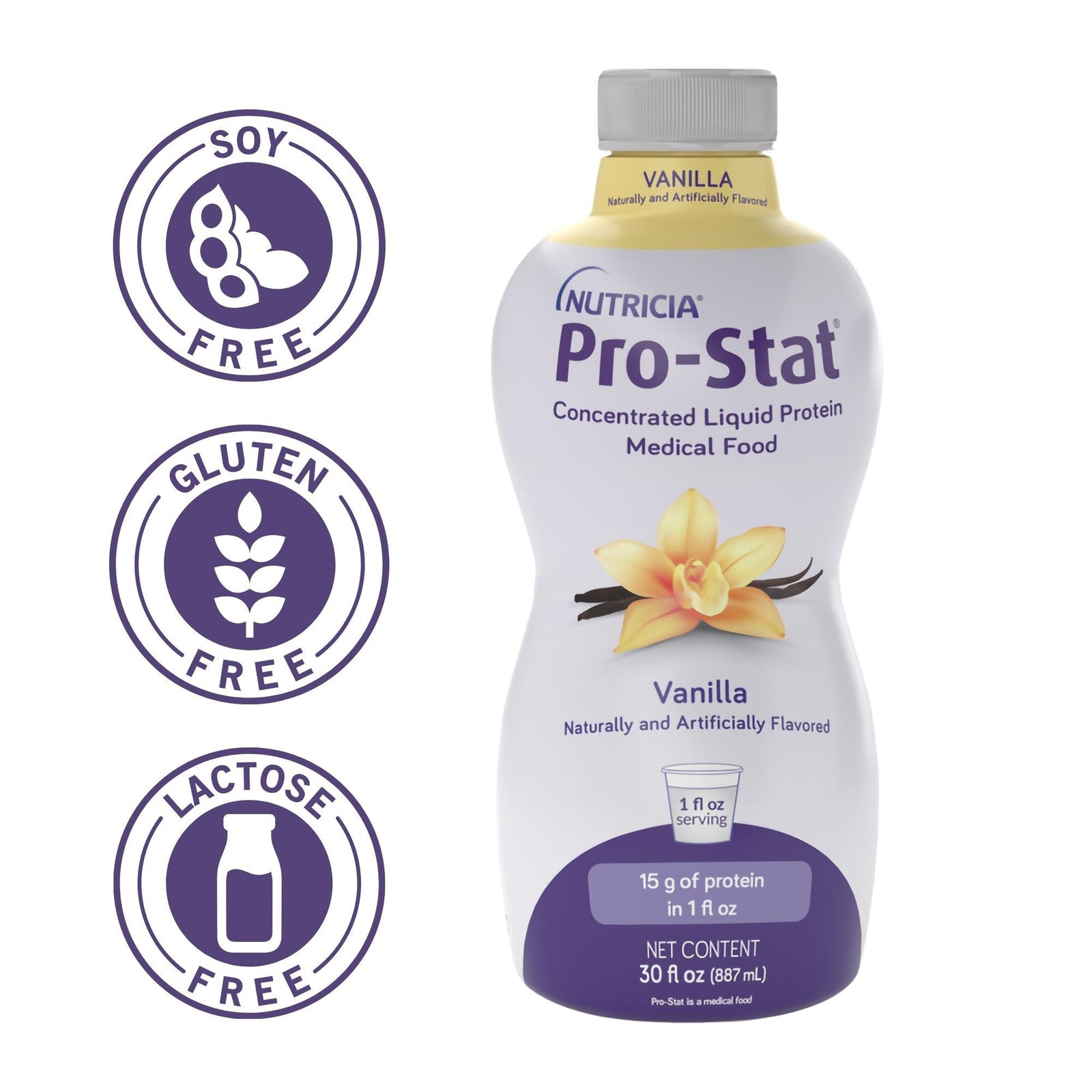Nutricia Pro-Stat Sugar-Free Liquid Protein Supplement, Vanilla Flavor, 30 oz. Bottle, 6/Case