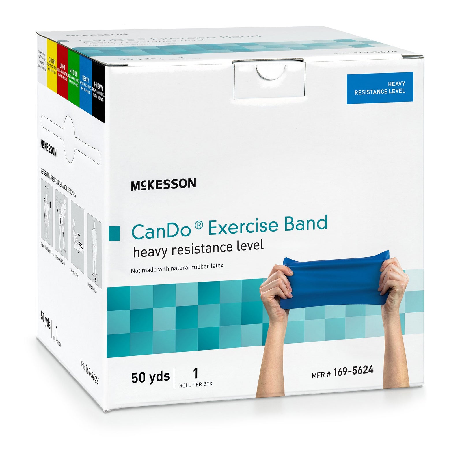 McKesson CanDo Exercise Resistance Band 5 In. x 50 Yd. X-Light to X-Heavy