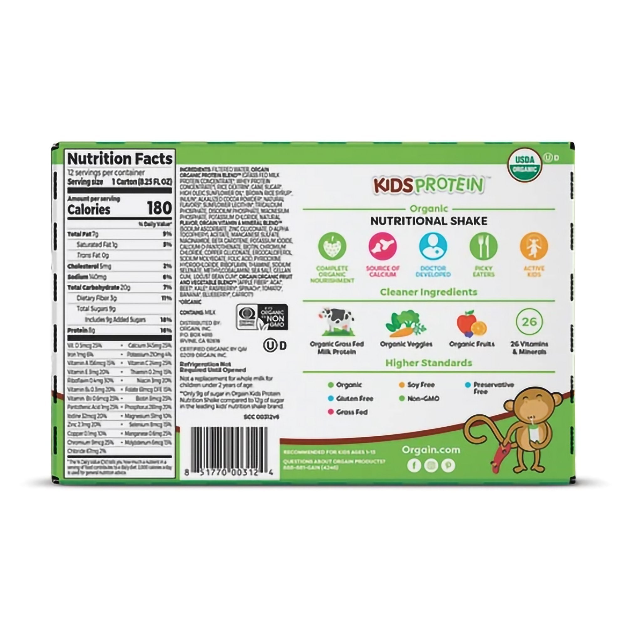 Orgain Kids Protein Organic Nutritional Shake Pediatric Oral Supplemen