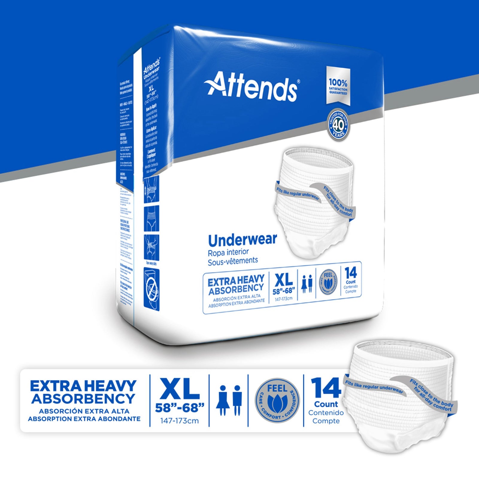 Attends Unisex Adult Absorbent Underwear