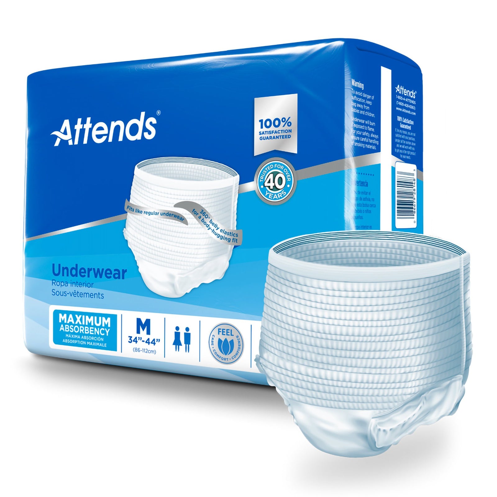 Attends Unisex Adult Absorbent Underwear