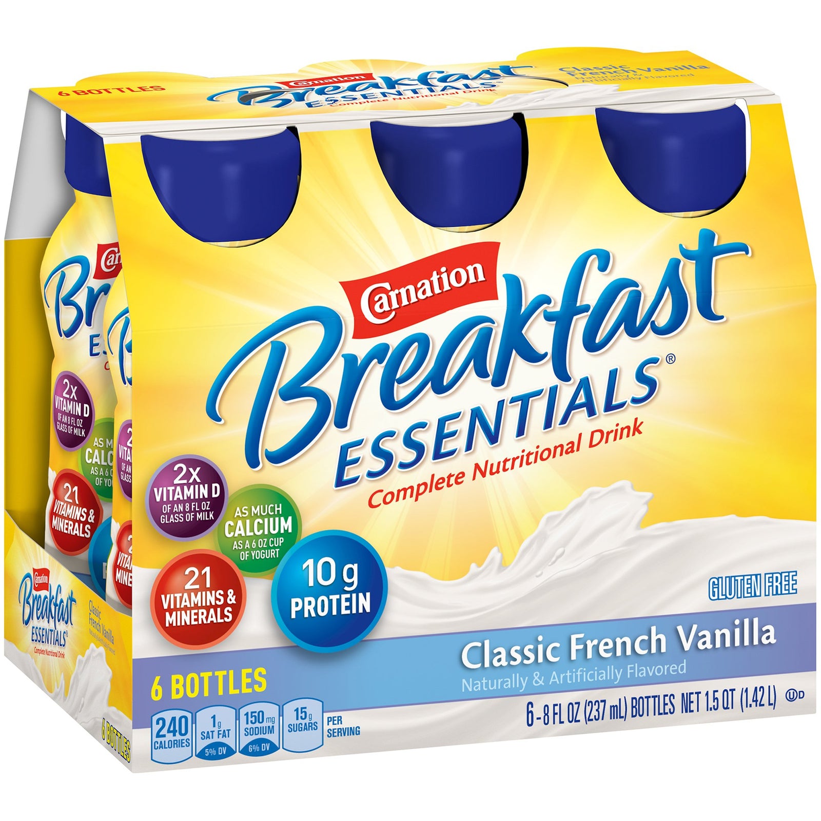 Nestle Healthcare Nutrition Carnation Breakfast Essentials, 240 Calories, Classic French Vanilla, 8 oz