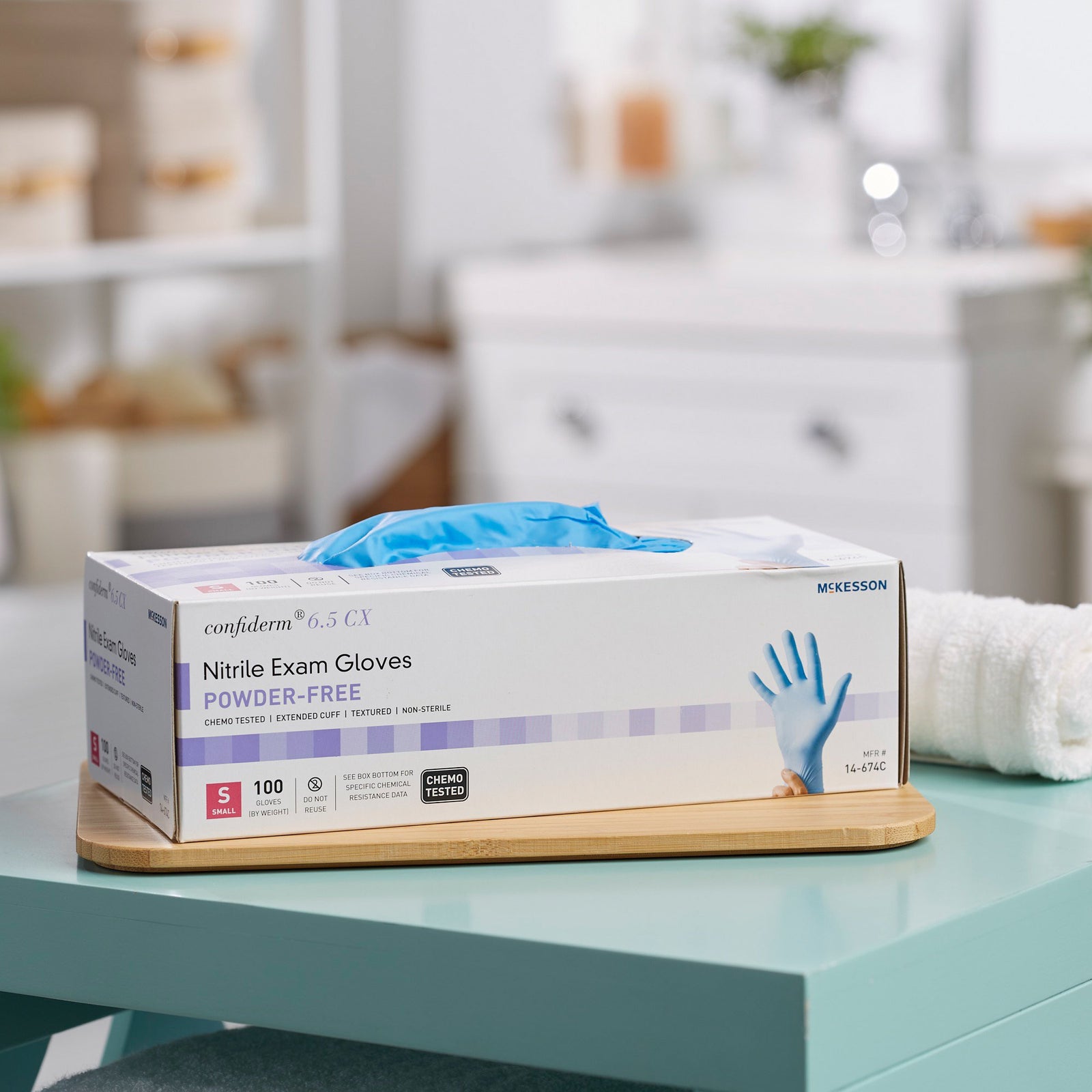 McKesson Confiderm 6.5CX Extended Cuff Nitrile Extended Cuff Length Exam Glove