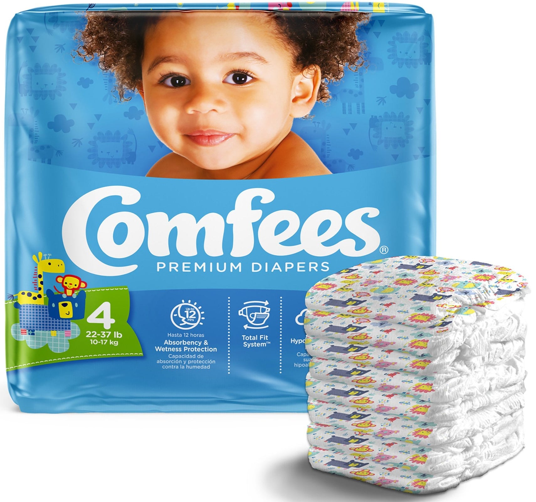 Comfees Premium Diaperss, Unisex, Baby, Tab Closure, Size 4, 31 per Package