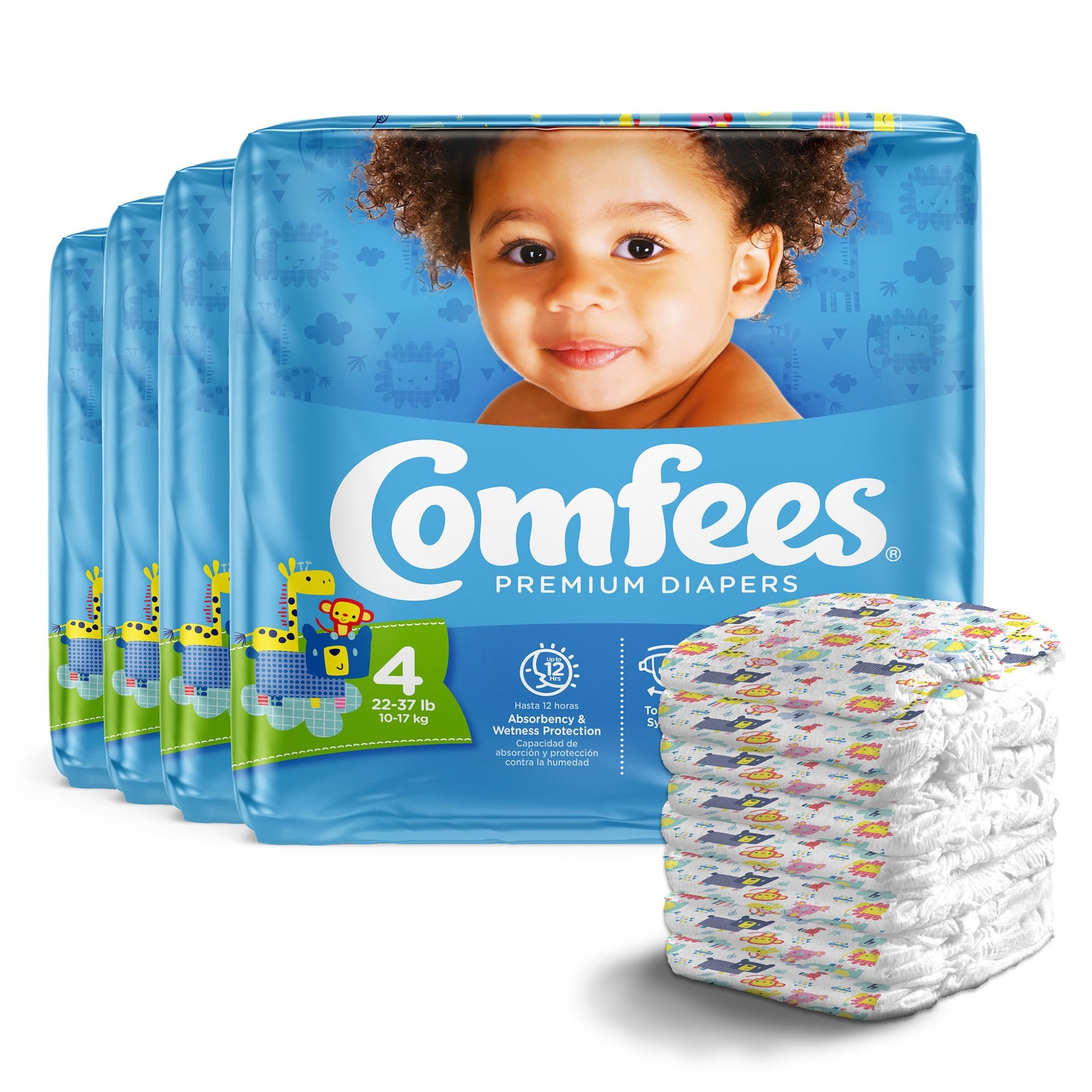 Comfees Premium Diaperss, Unisex, Baby, Tab Closure, Size 4, 31 per Package