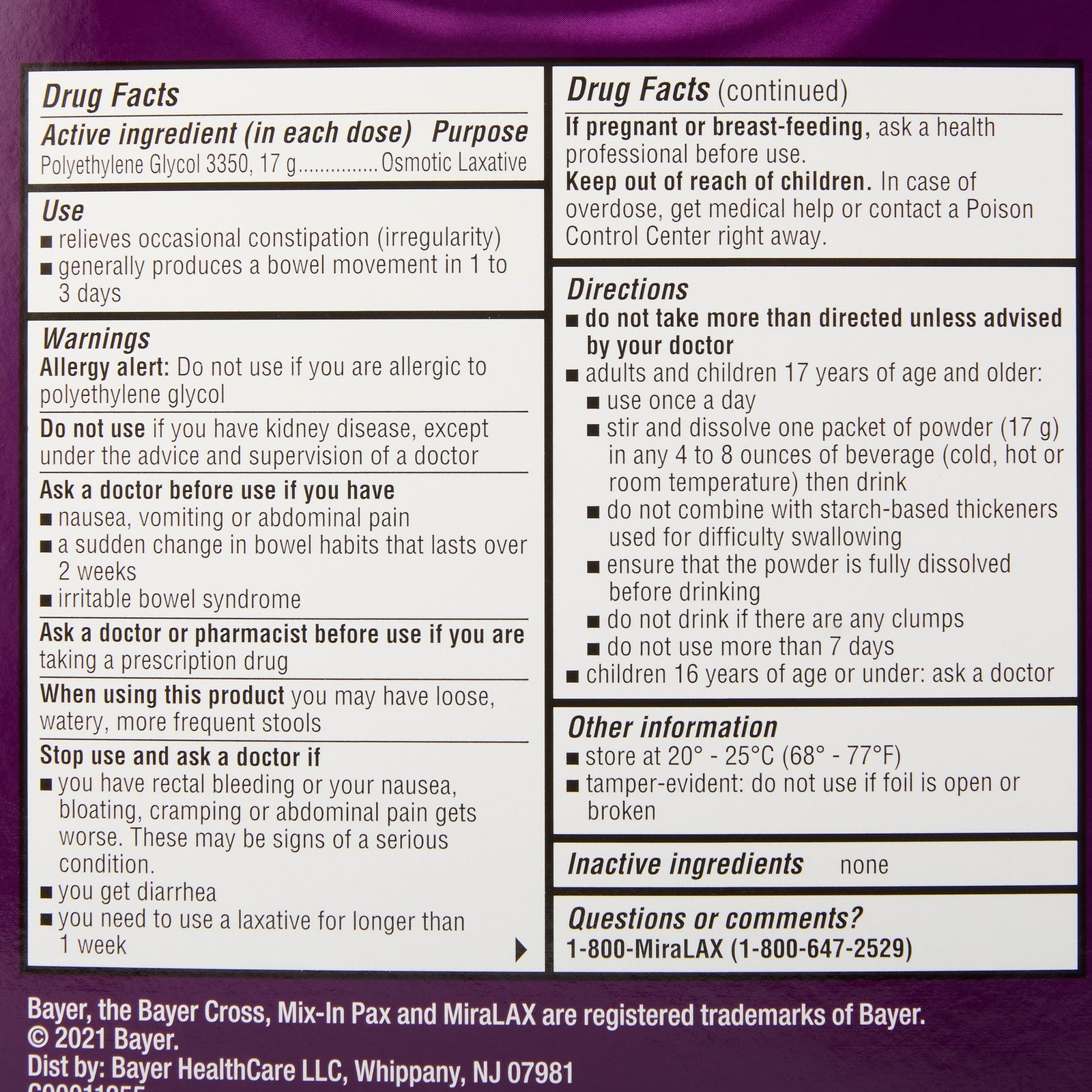 Bayer MiraLAX Laxative