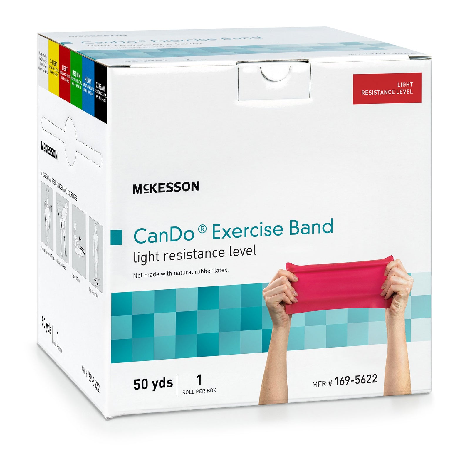 McKesson CanDo Exercise Resistance Band 5 In. x 50 Yd. X-Light to X-Heavy