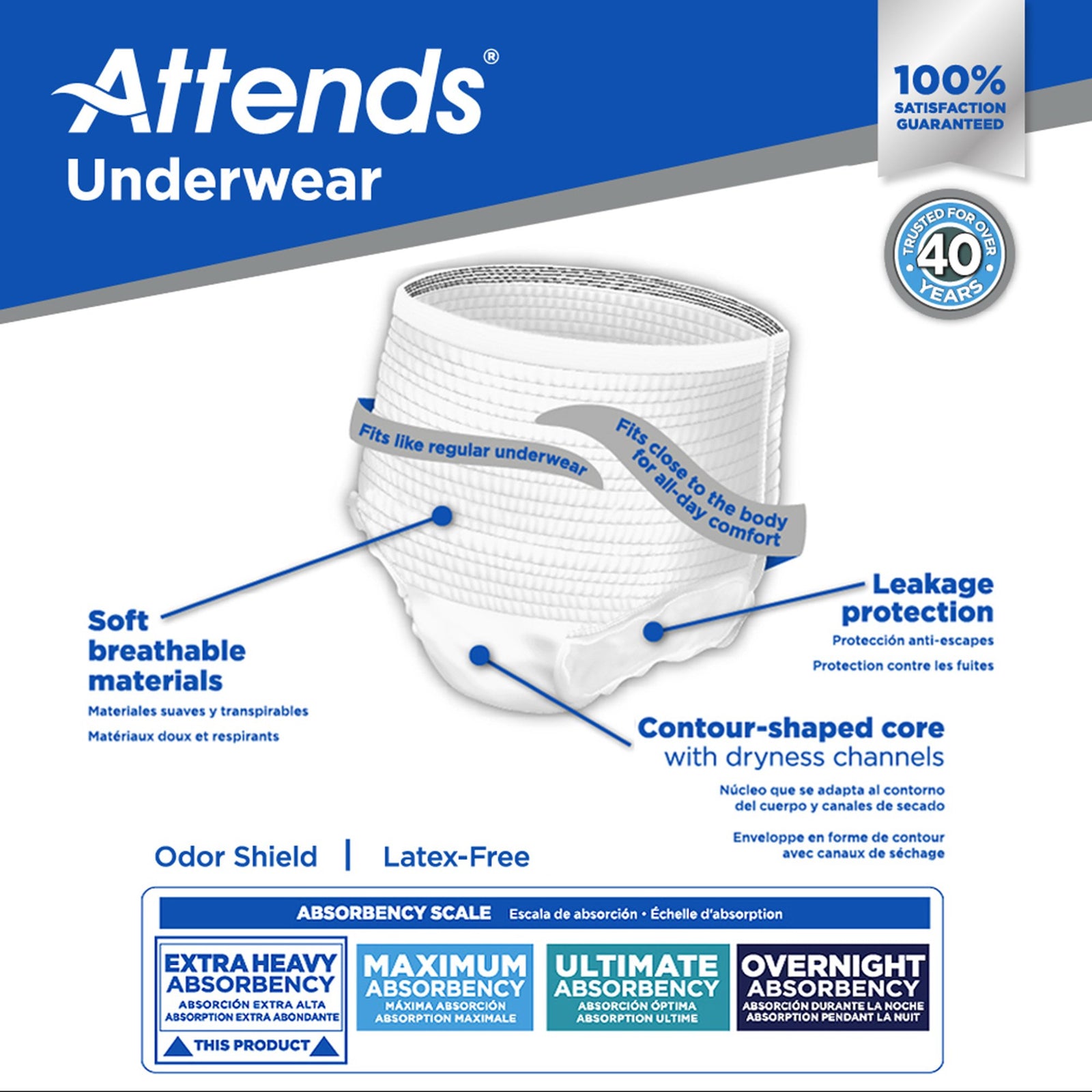 Attends Unisex Adult Absorbent Underwear