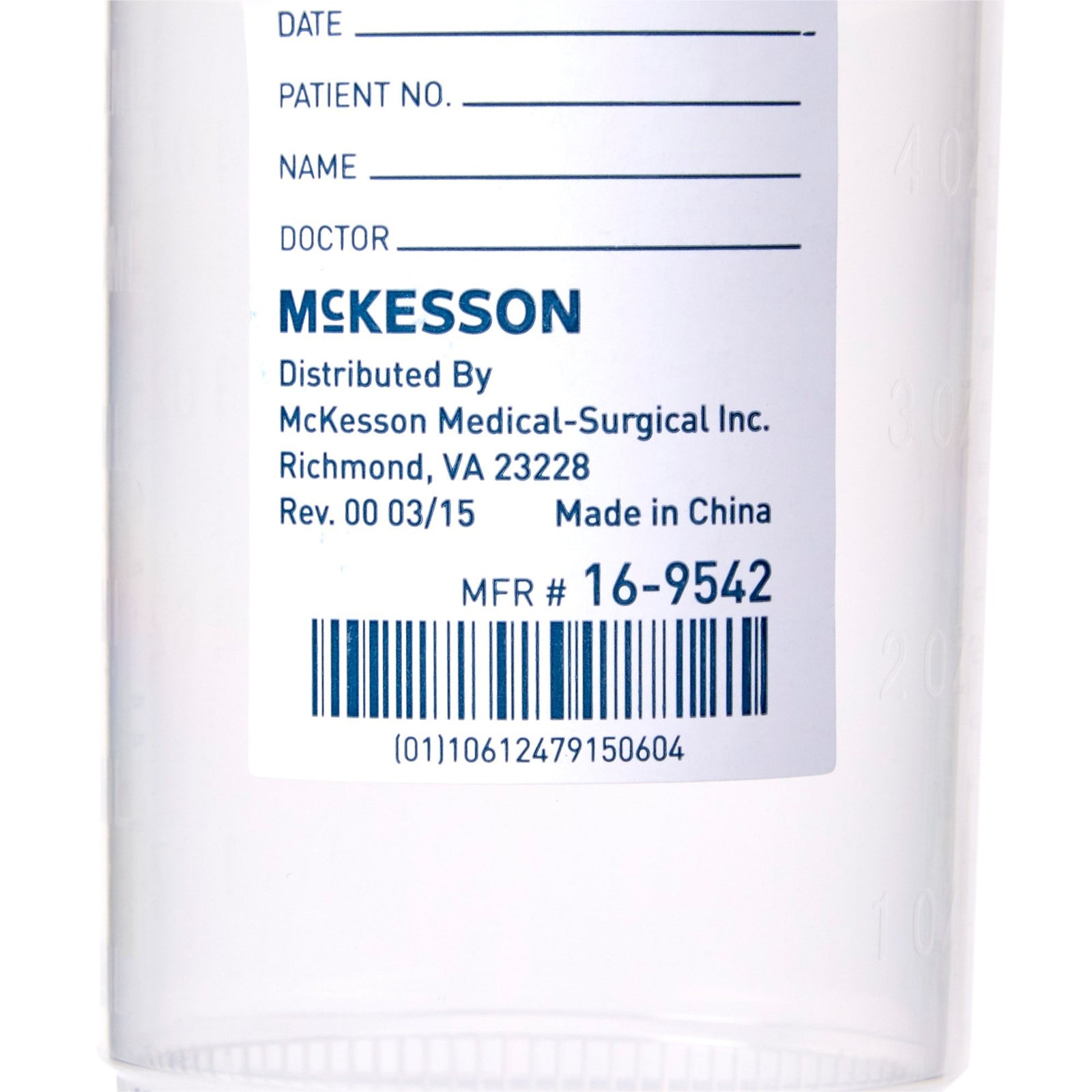 McKesson Specimen Container For Pneumatic Tube Systems