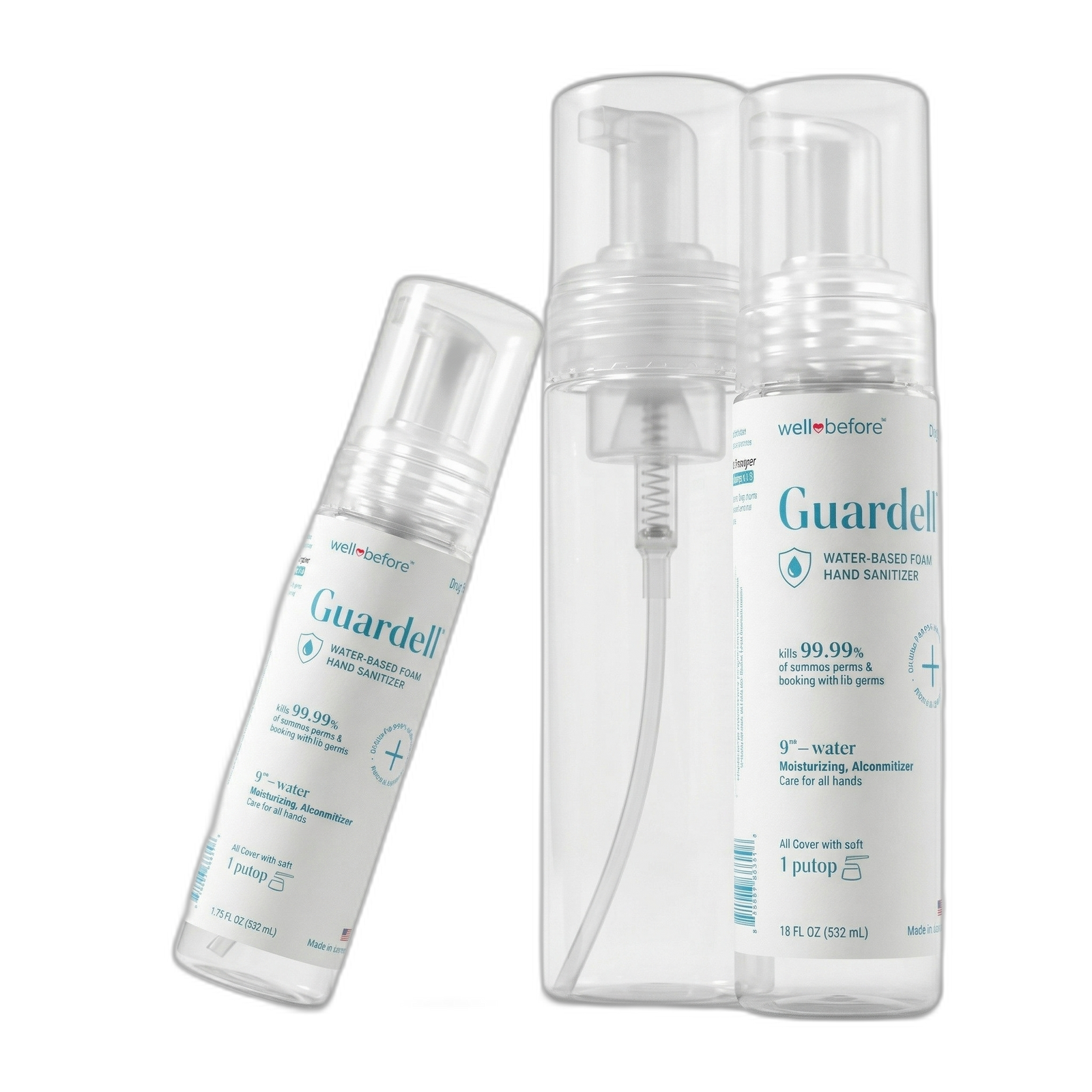 Guardelle Water-Based Foaming Hand Sanitizer studio shot with accurate packaging