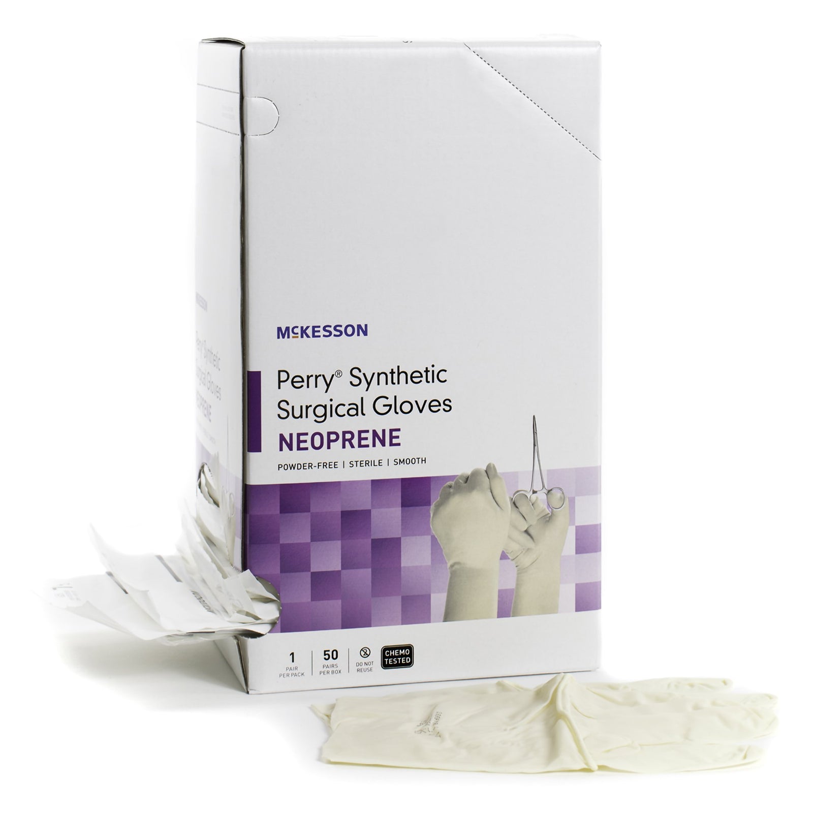 McKesson Perry Synthetic Surgical Gloves Polychloroprene Standard Cuff Length Surgical Glove