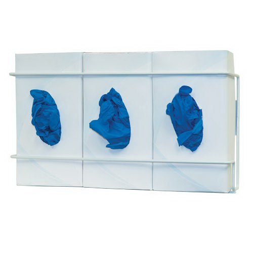 Glove Box Holder Horizontal Or Vertical Mounted 3-Box Capacity White 3.75 X 8.16 X 16.32 Inch Coated Wire