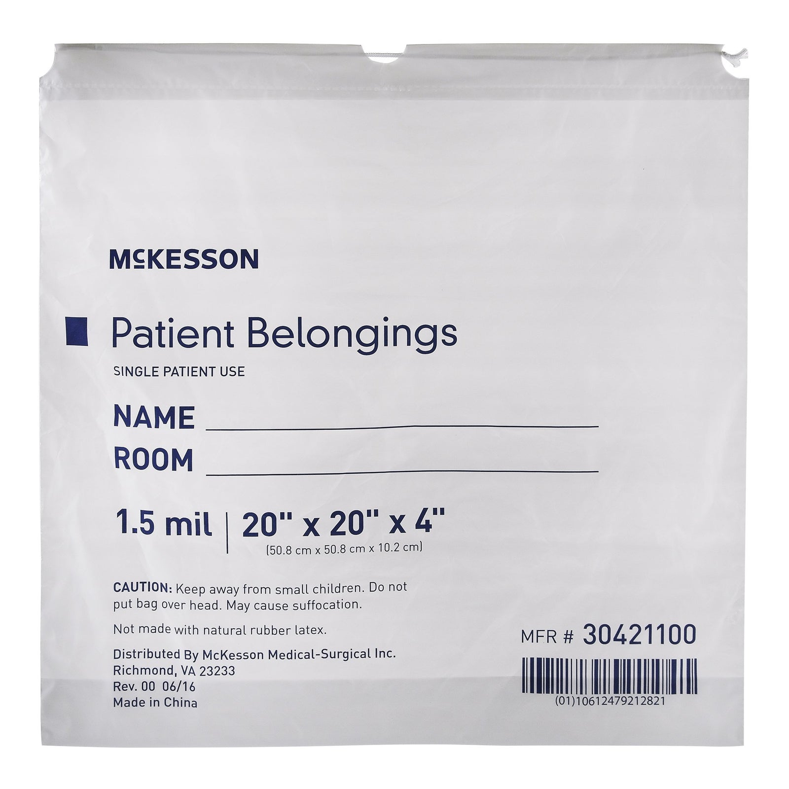 McKesson Patient Belongings Bag