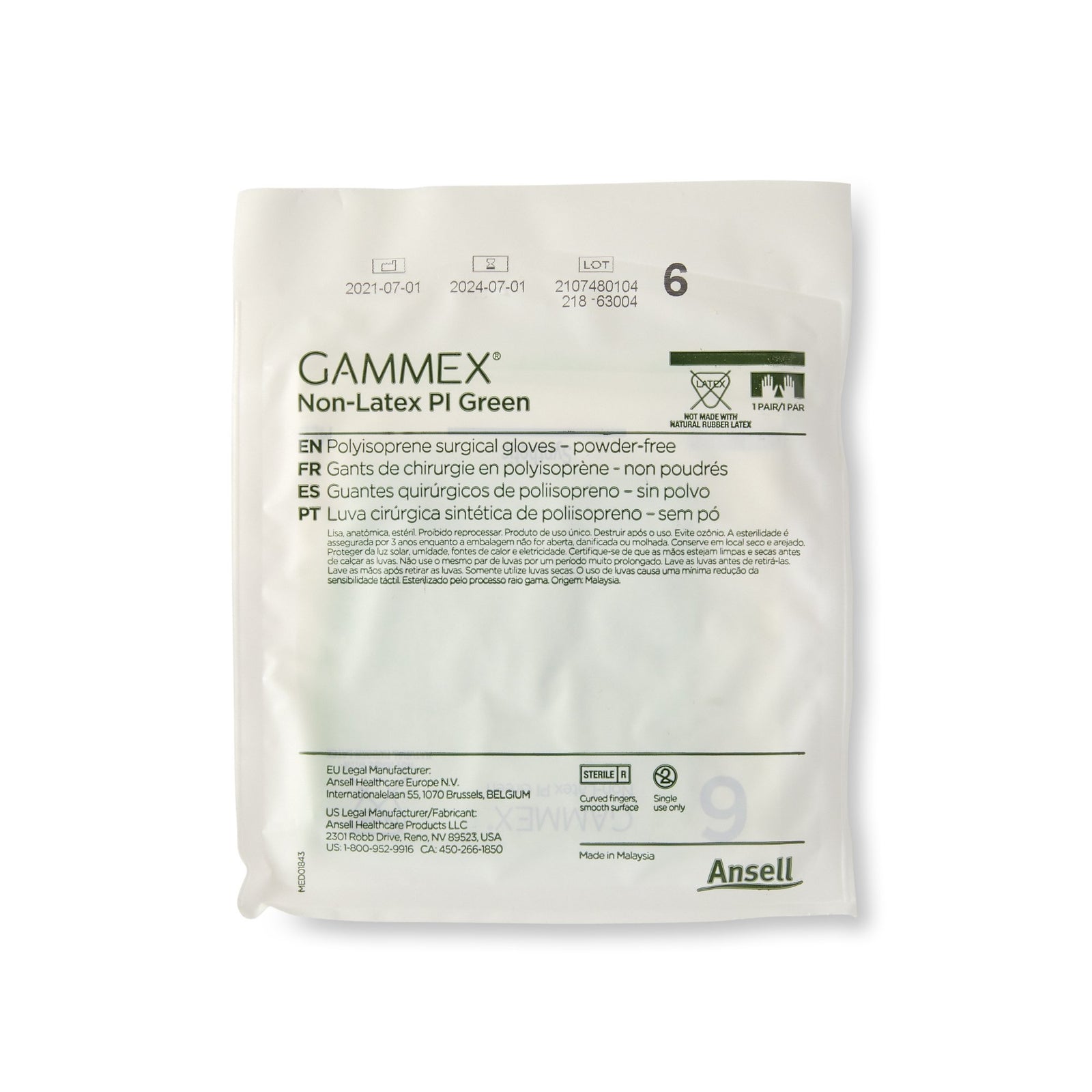 GAMMEX Non-Latex PI Green Surgical Glove