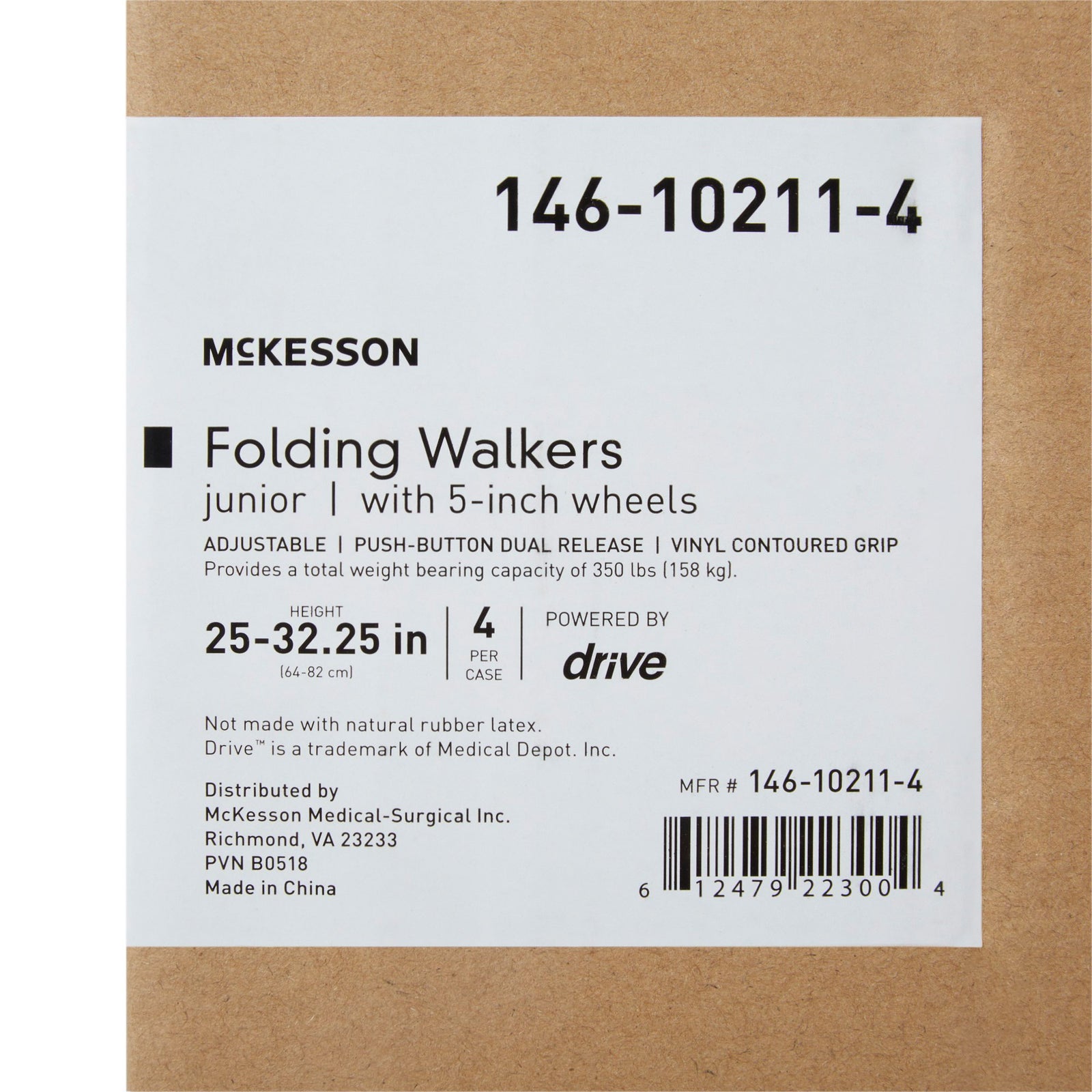 McKesson Folding Walker Adjustable Height