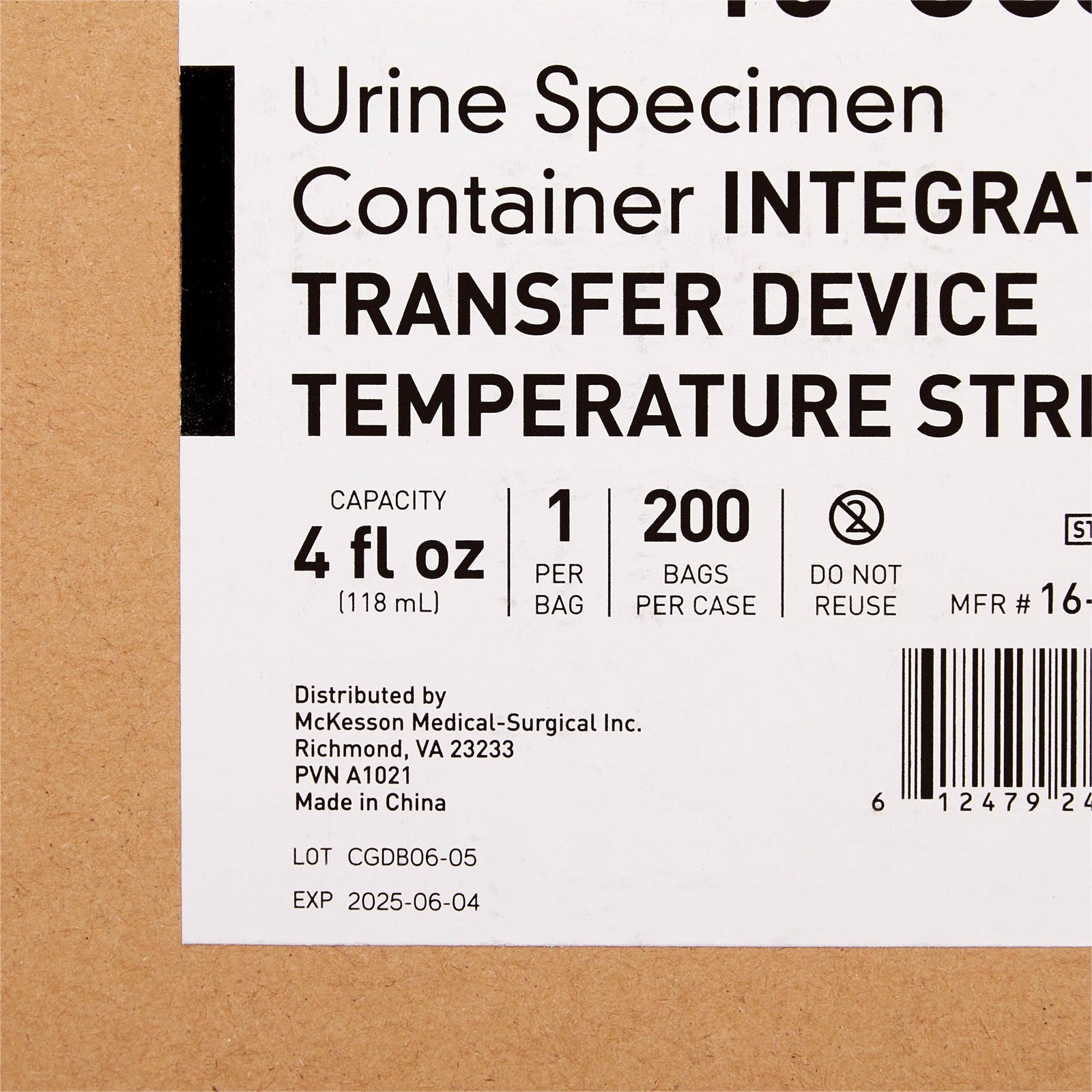 McKesson Urine Specimen Container With Integrated Transfer Device