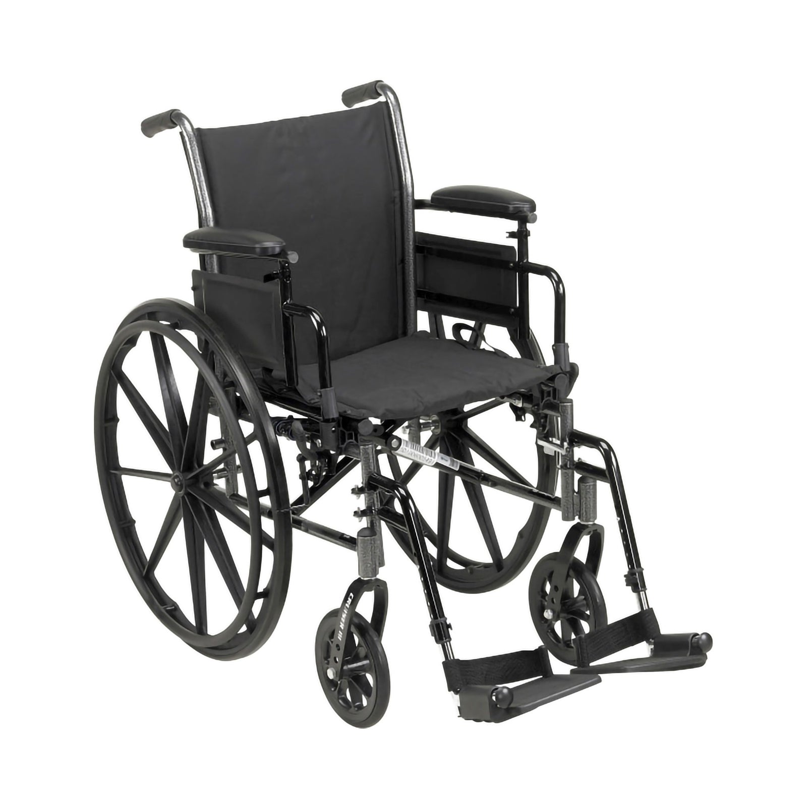 Lightweight Wheelchair w/Dual Axle & Elevating Legrest, 20" Seat, 300 lb Capacity - Black