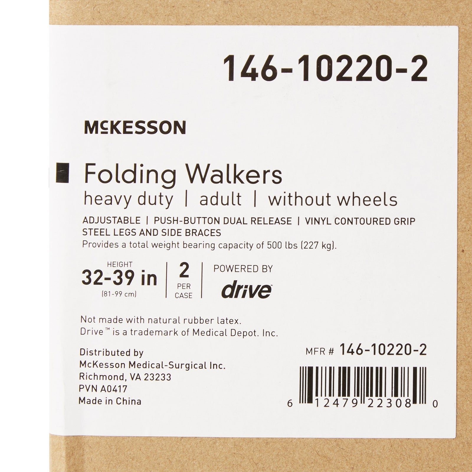 McKesson Bariatric Folding Walker Adjustable Height