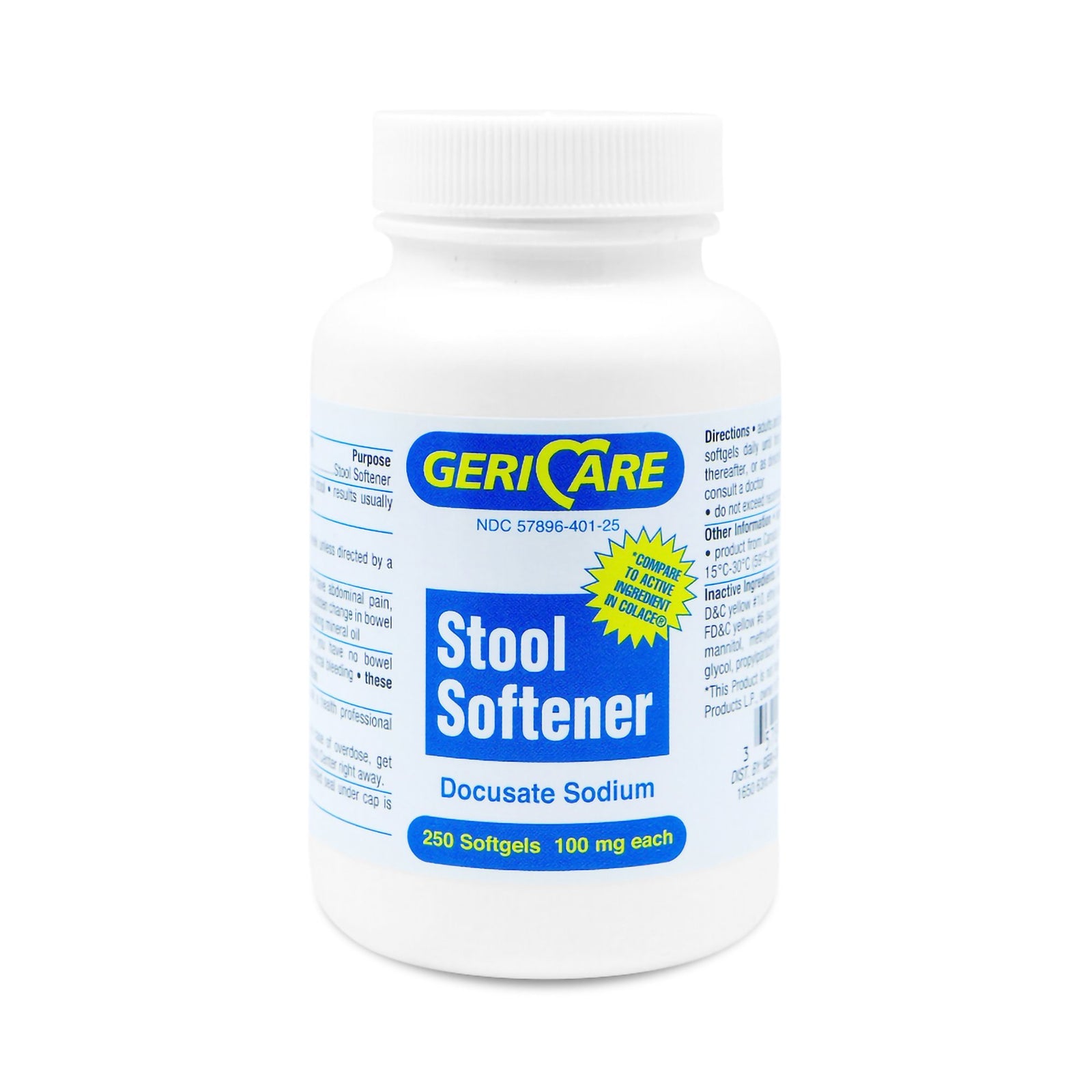 Gericare Docusate Sodium Stool Softener 100mg Softgels, 1000 Count